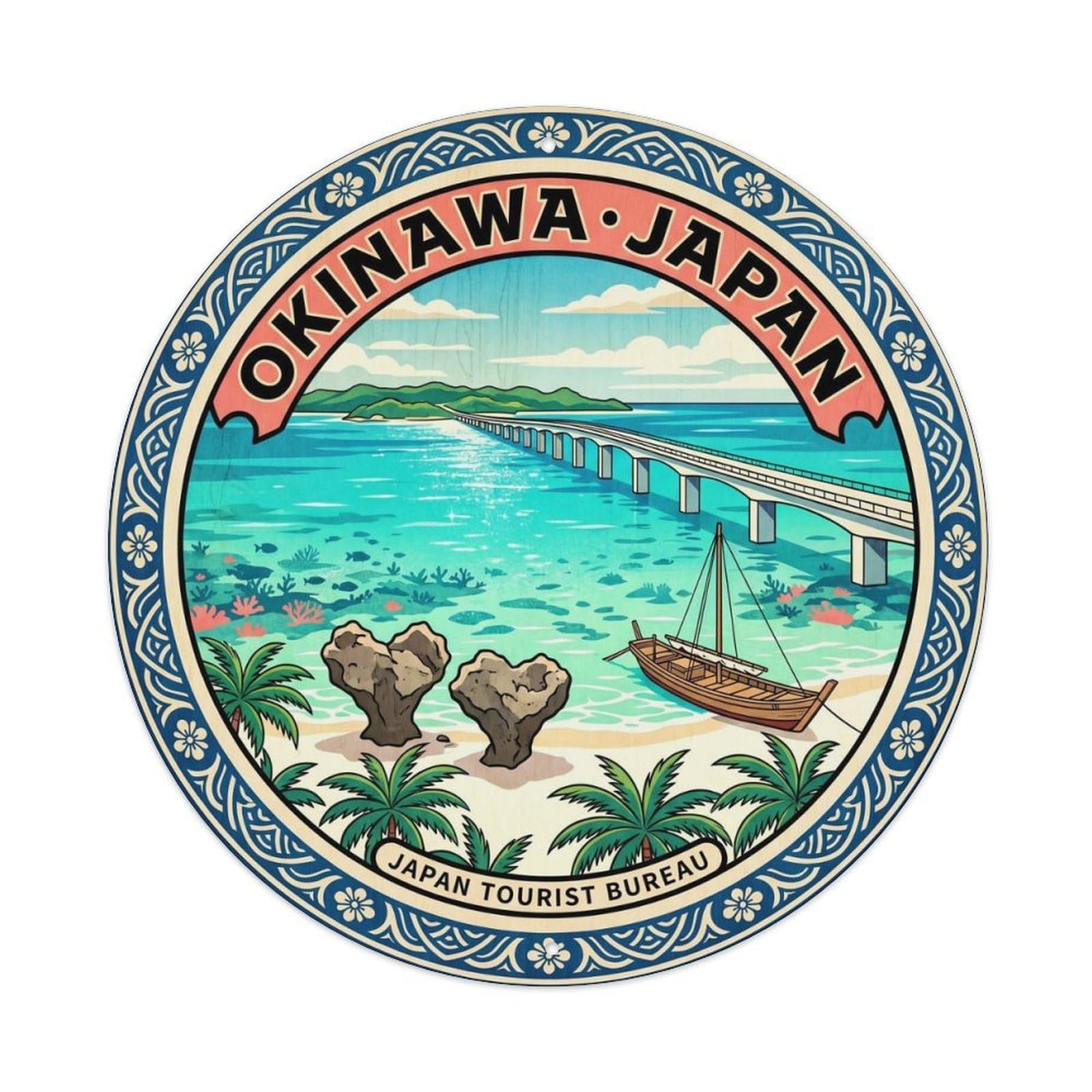 Okinawa Kouri Island Heart Rock Turquoise Sea Seasonal Metal Tin Sign