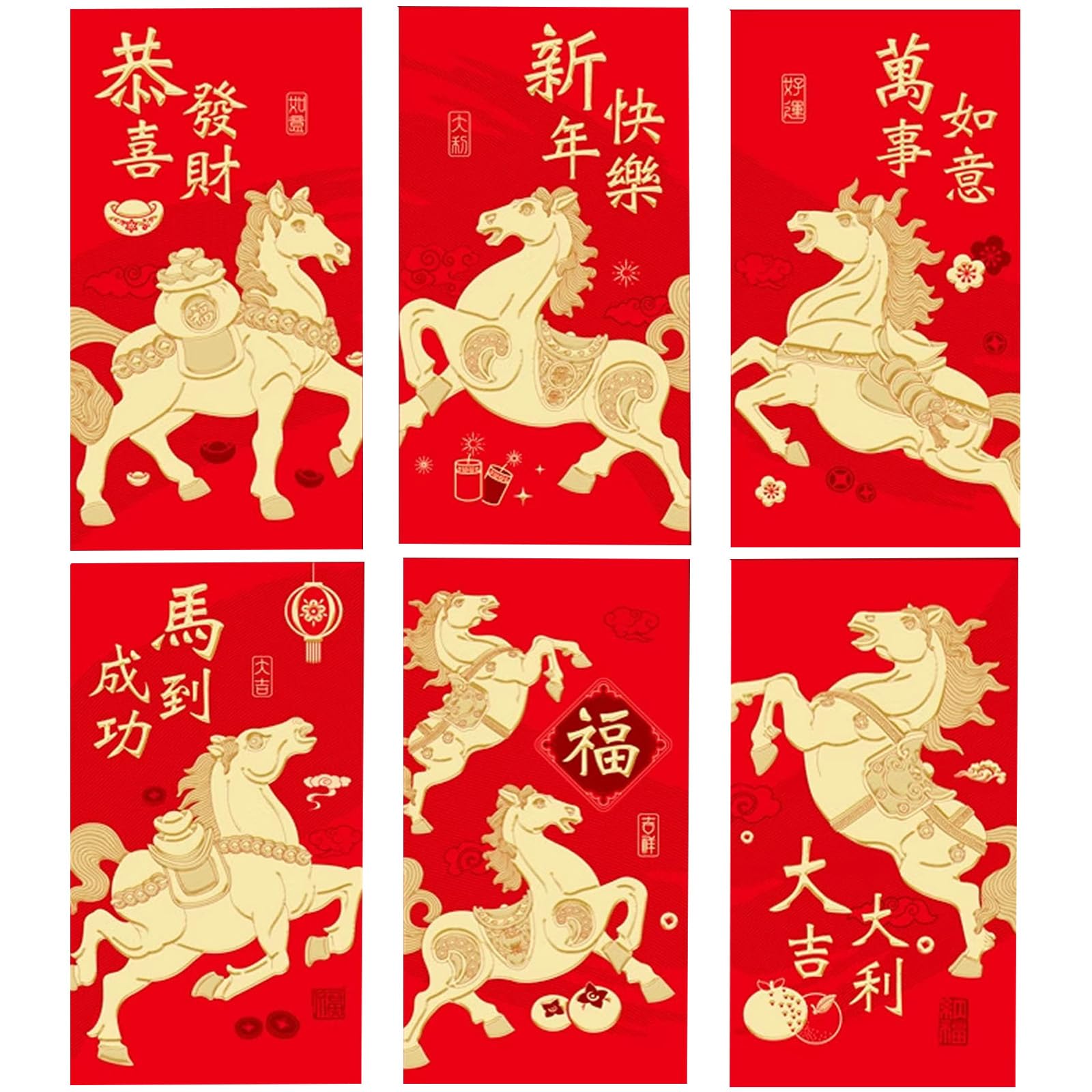Buste Rosse Cavallo 2026 Capodanno Cinese Hong Bao Regalo Pacchetti Rossi Confezione da 18
