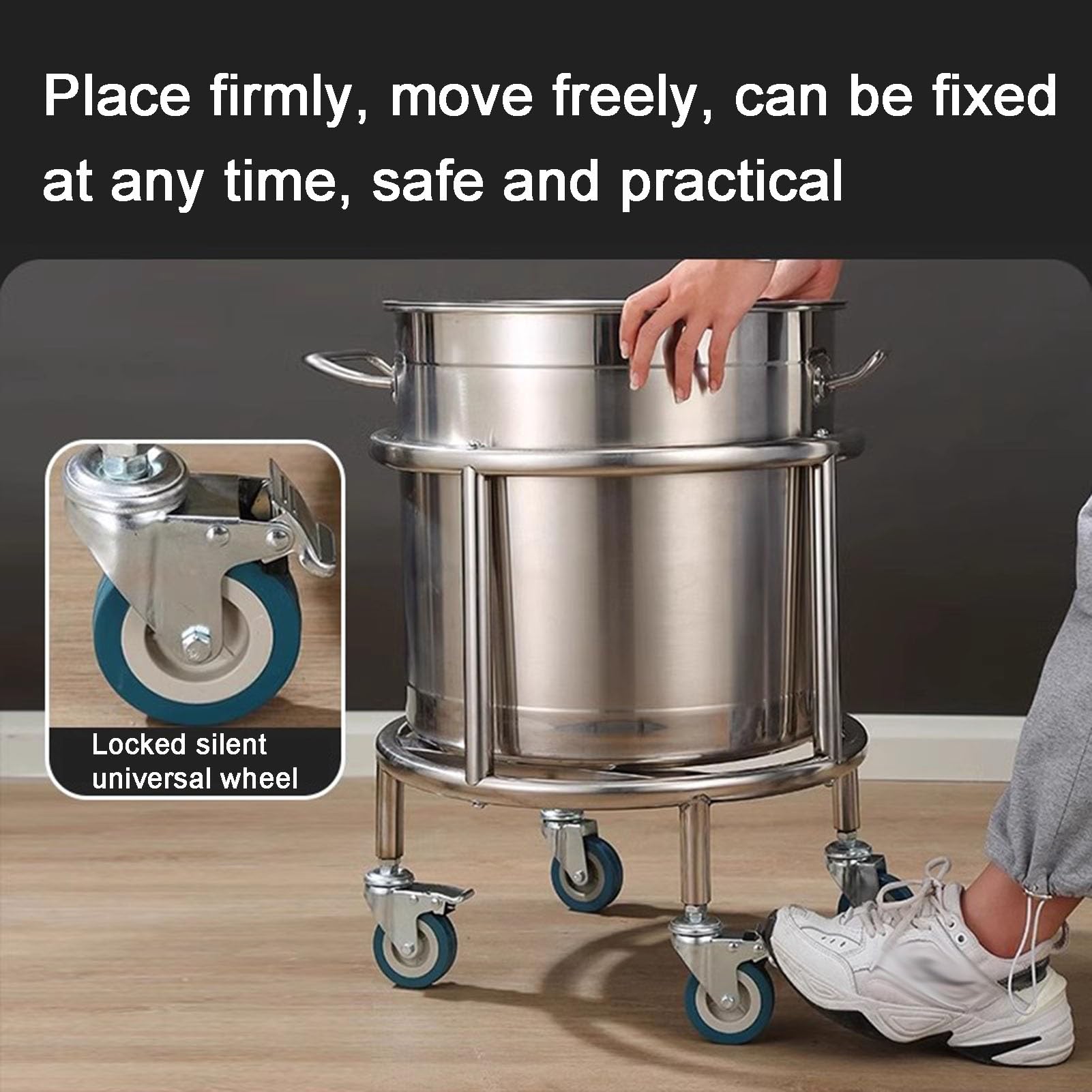 Carrello resistente in acciaio inox per cucina commerciale, perfetto per pentole e secchi isolanti