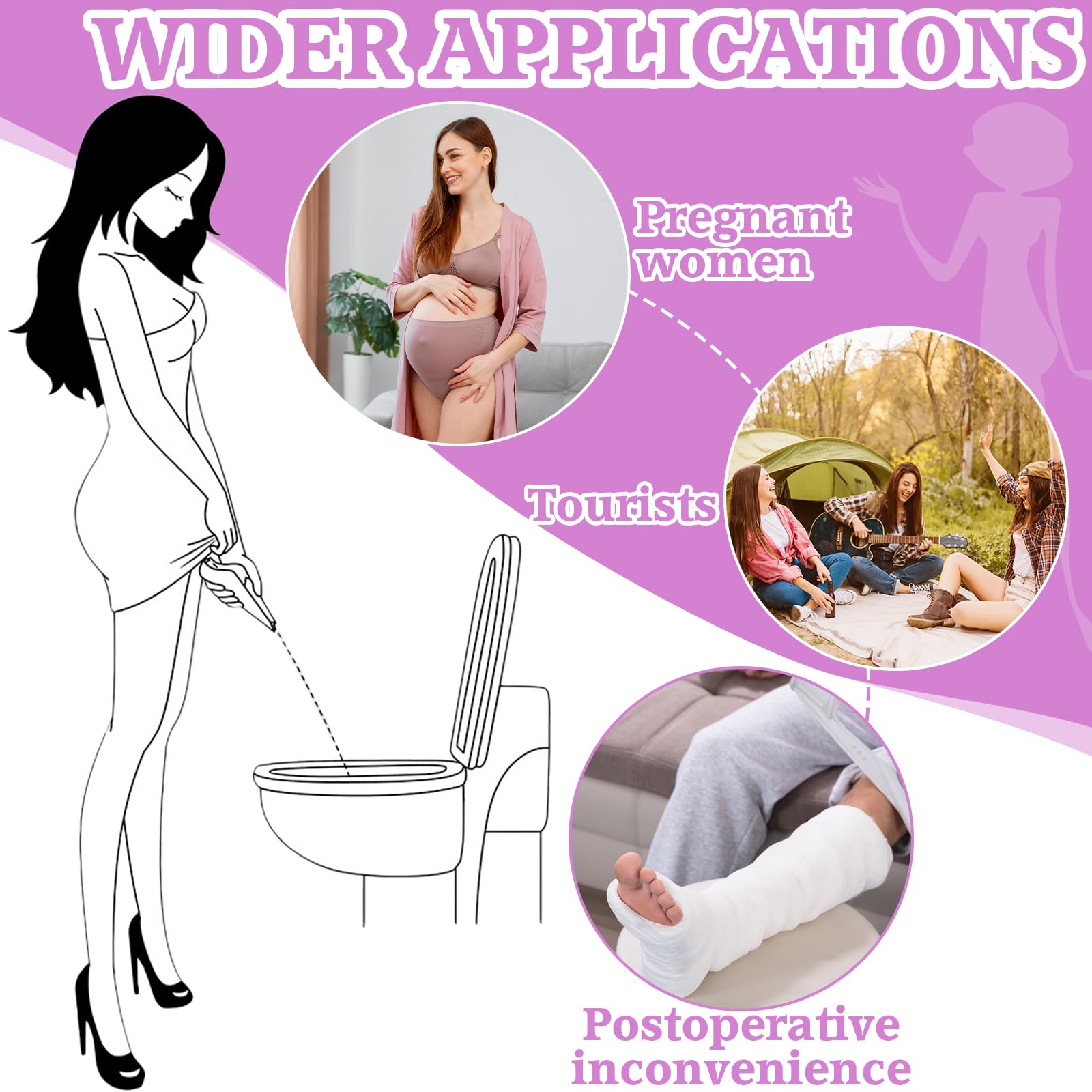 Urinatoio Femminile Portatile 50 Pezzi Cono per Pipi Donna per Campeggio Viaggi Auto