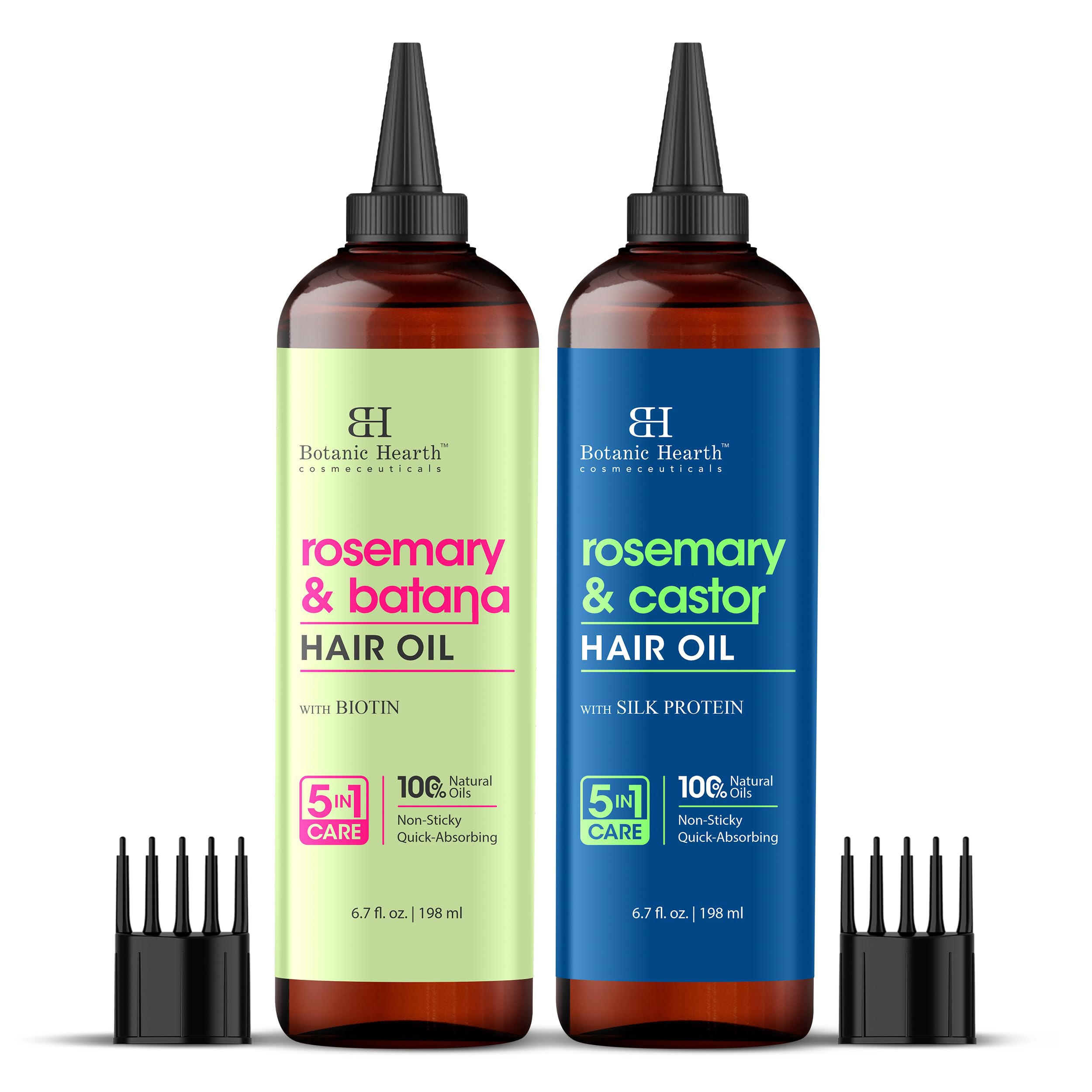 Botanic Hearth Rosemary & Batana & Rosemary & Castor Hair Oil Combo Set 6.7 fl oz Each