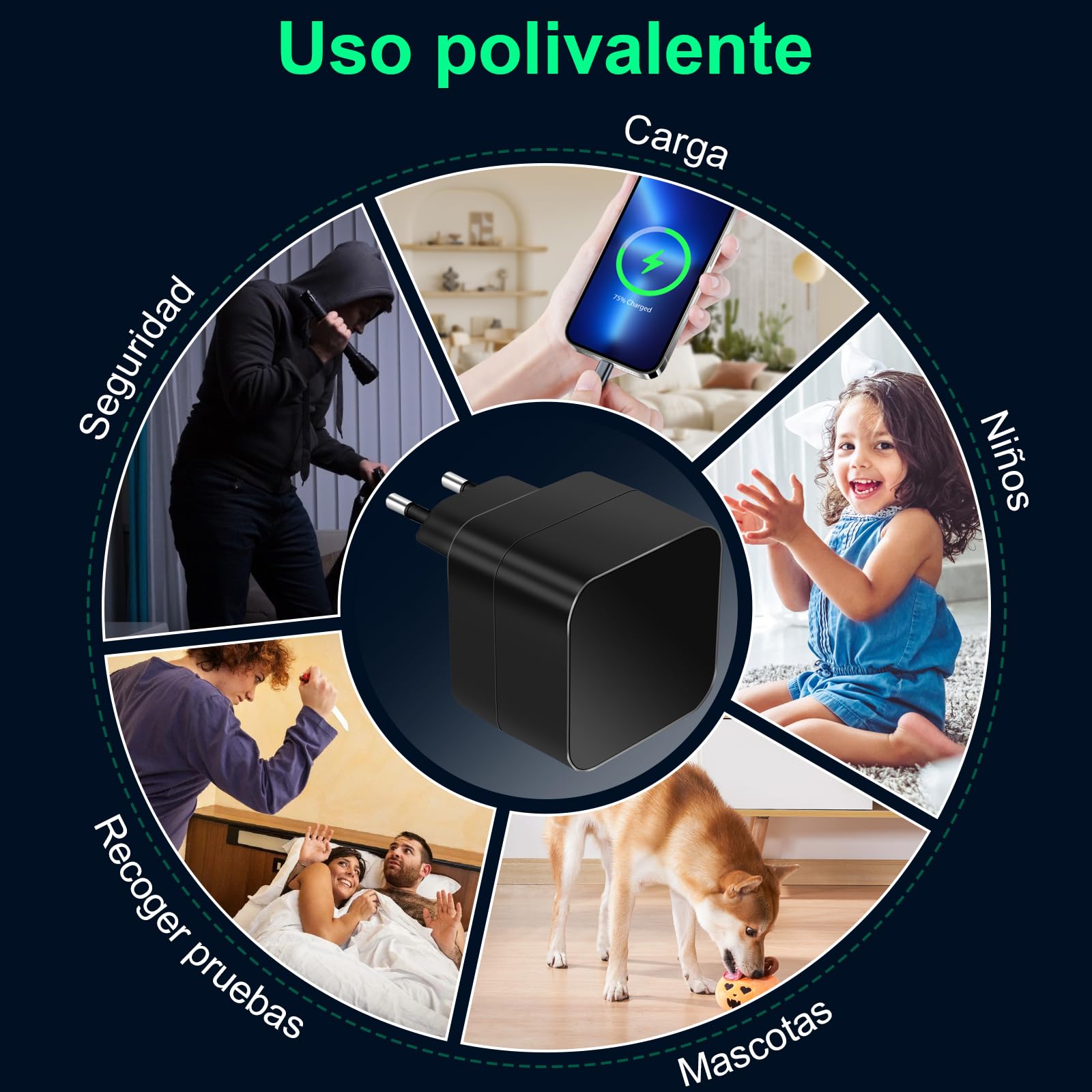 CYI Cargador USB con Cámara Oculta 1080P, Mini Cámara Espía Oculta WiFi 5G/2.4G, Camaras Espias Camufladas con Detección de Movimiento y Almacenamiento en la Nube para Uso en hogares, oficinas, etc.