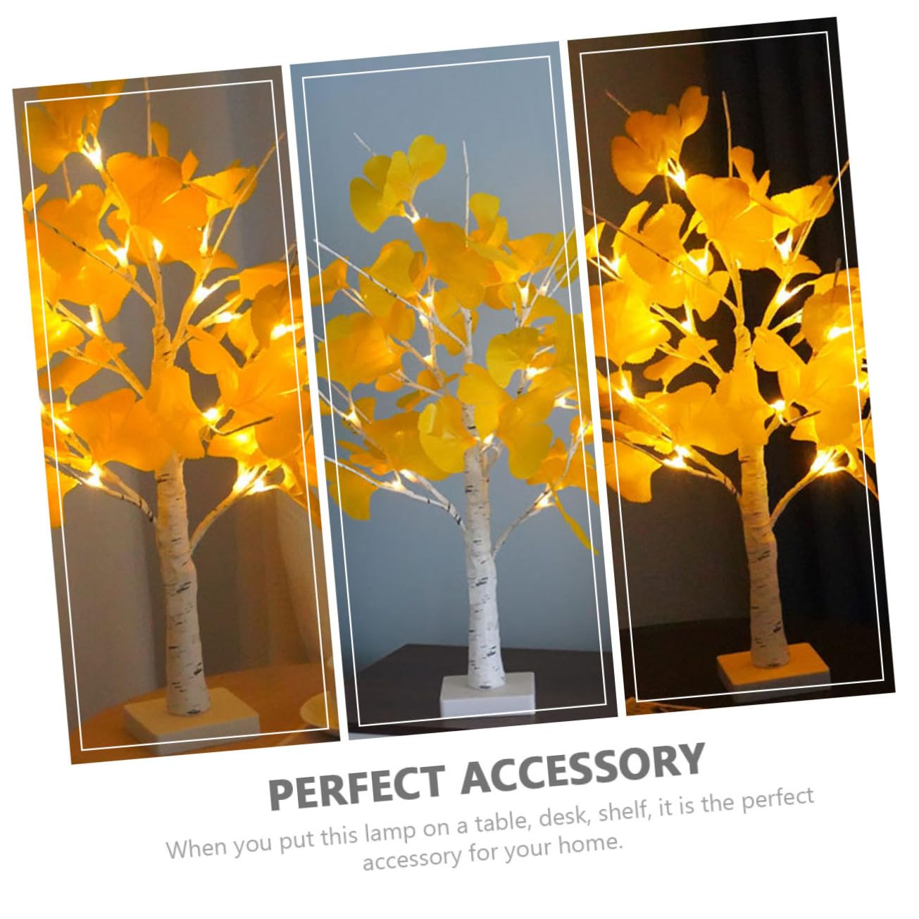 LIFKOME LED Ginkgo Tree Night Lamp Simulated Table Light for Bedroom Decor Elegant Ginkgo Leaf Design for Parties and Night Scenes Creates Warm Atmosphere
