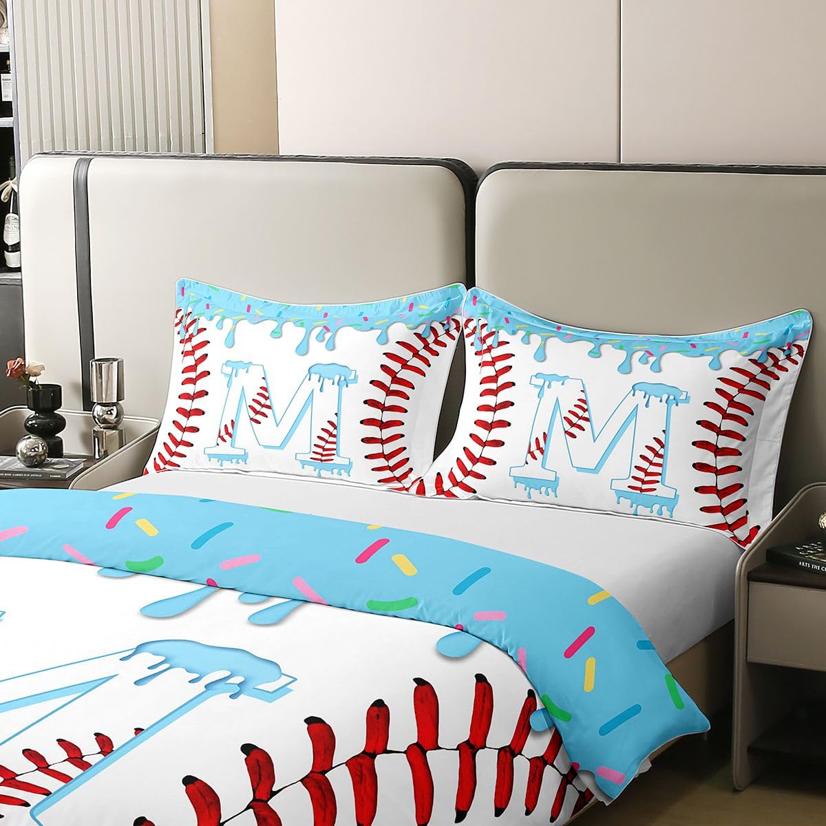 Homewish Blauer Eiscreme Tropf Bettwäsche 155x220 Baumwolle