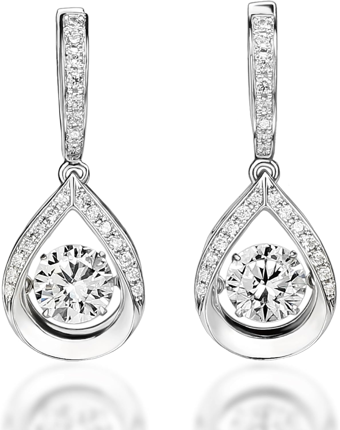 ARINZA Dangle Moissanite Earrings for Women, Sterling Silver Drop Hoop Dancing Diamond Earrings with 2 Carat (1ct Each), Jewelry Gift for Her, Wife, Girlfriend, Mom, Anniversary, Birthday, Christmas