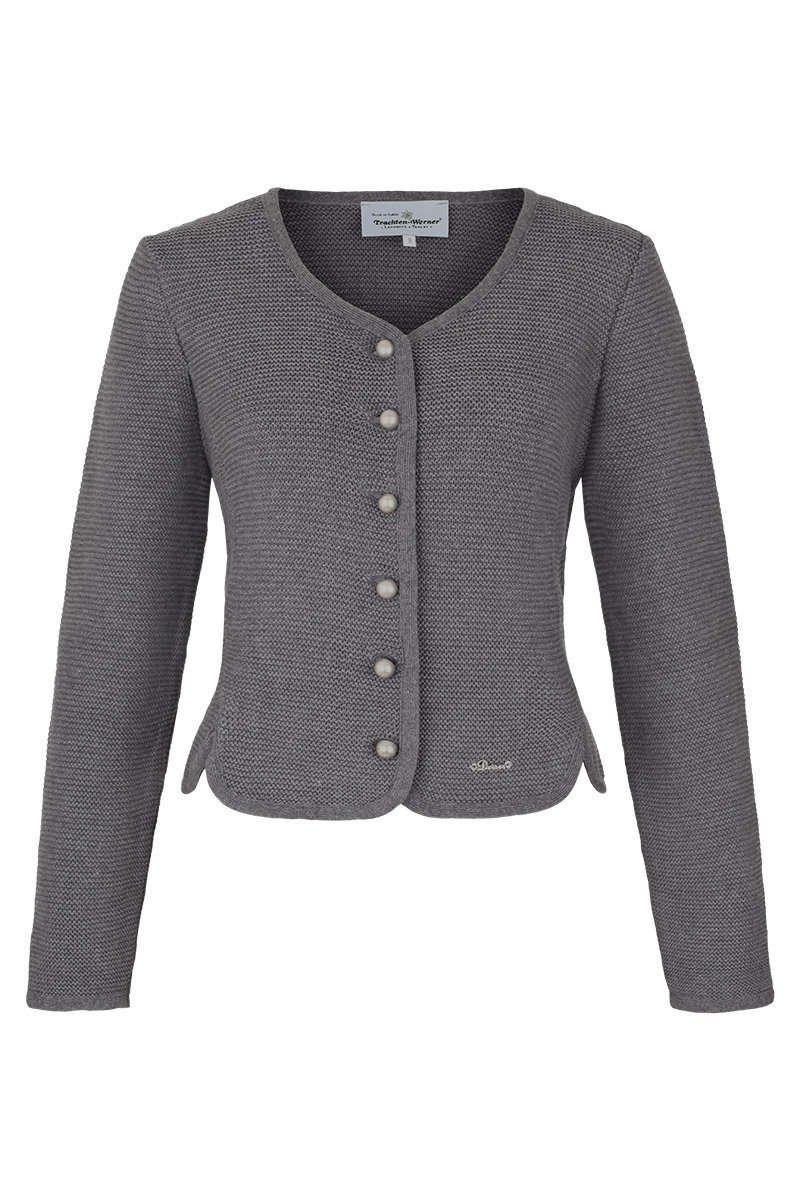Damen Dirndljacke Strick weinrot, 200-BURGUNDROT, 32 44 355 Grau Meliert
