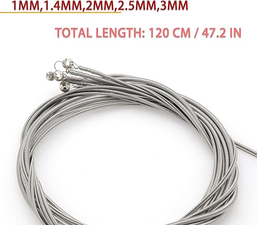 Miniatura 4 de CashBeat Cuerdas de acero inoxidable para bajo de 5 cuerdas, juego de repuesto de bajo eléctrico de 5 cuerdas con extremos de bola pequeños,