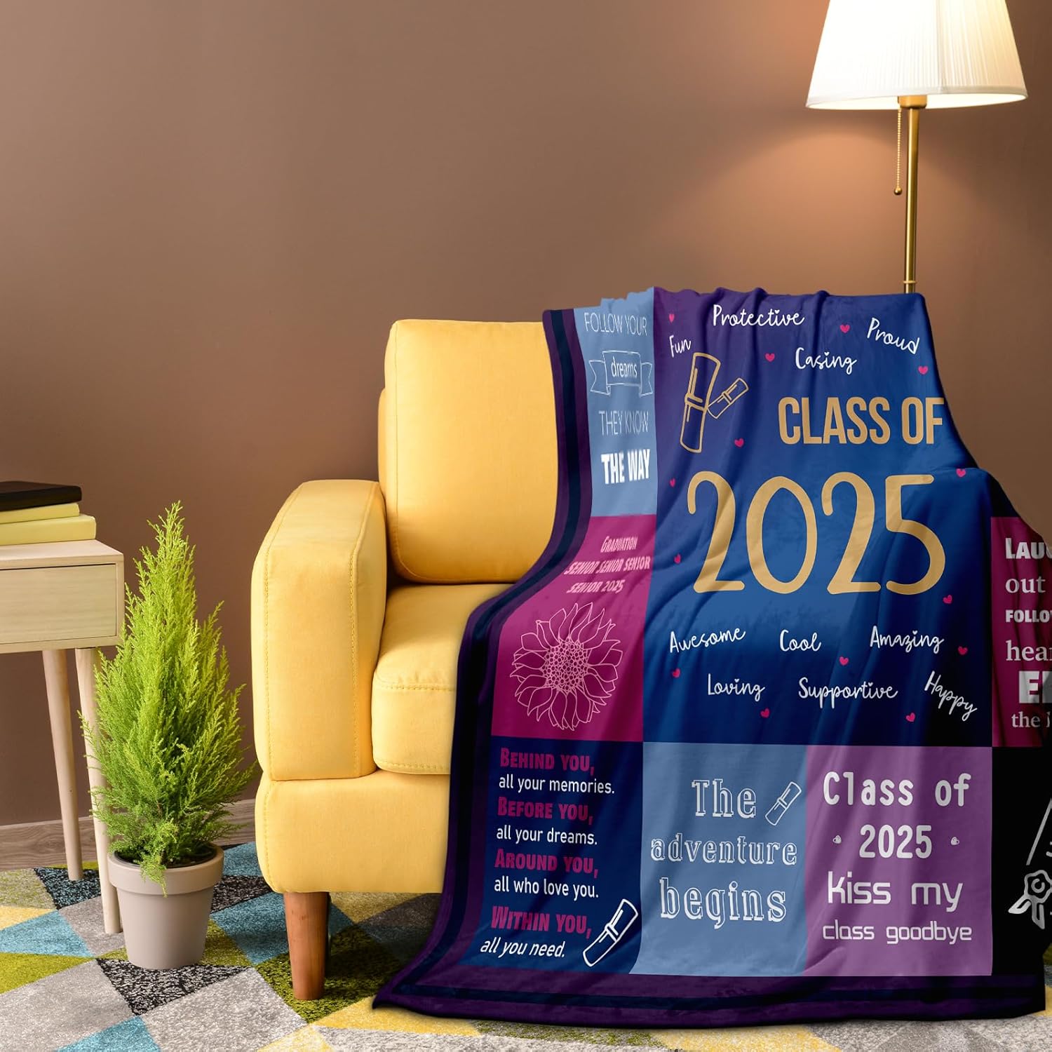 Senior 2025 Graduation Gifts Bulk for College Girls Blanket Class of 2025 Gifts for College Student Gifts Son High School Throw Blanket Graduation Gifts for Her 2025 Senior Blanket 50''X60'' - Image 2