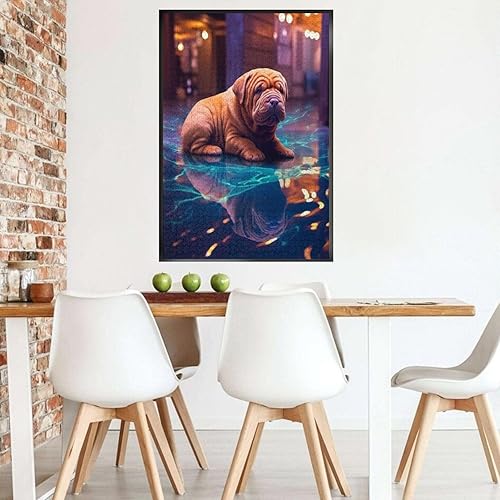 Miniatura 9 de Shar Pei - Rompecabezas de madera de perro de 1000 piezas, sorpresa para la decoración del hogar, rompecabezas artístico, regalo único de cumpleaños