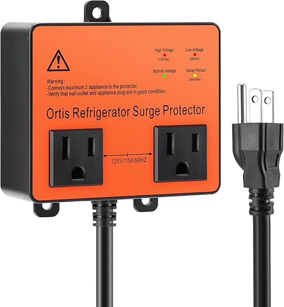 Refrigerator Surge Protector, Ortis Double Outlet Voltage Protector for