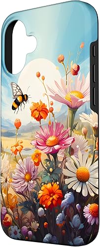 Vista 86 de Funda para iPhone 13 Pro Lively Bee en Sunny Meadow of Wildflowers
