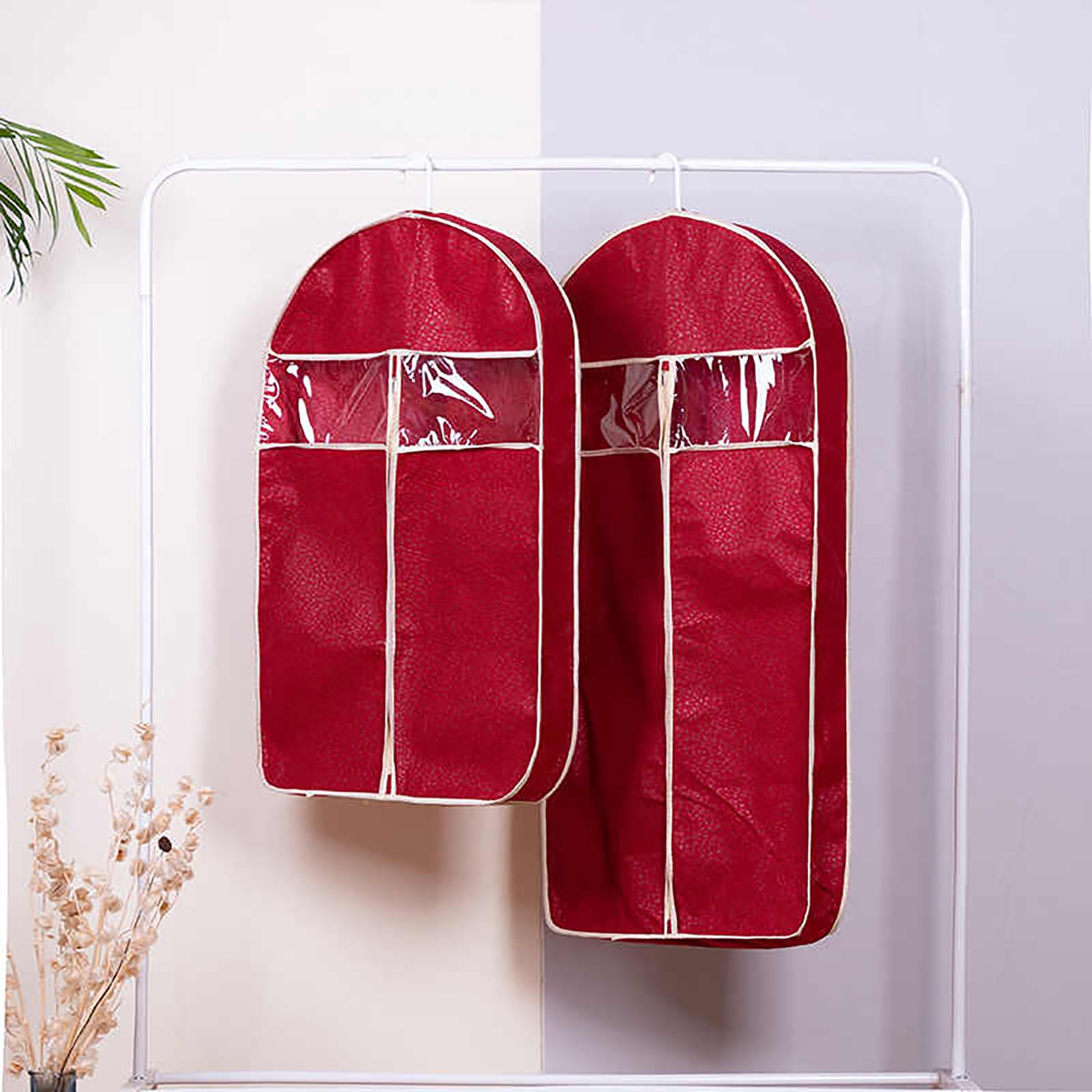 Lot de 3 Housses Respirantes pour Vêtements - Penderie & Voyage - Protections Anti-Poussière en Non-Tissé pour Manteaux/Robes/Fourrures (Système Suspension Intégré)(Size:128cm/50.4in,Color:Brown)