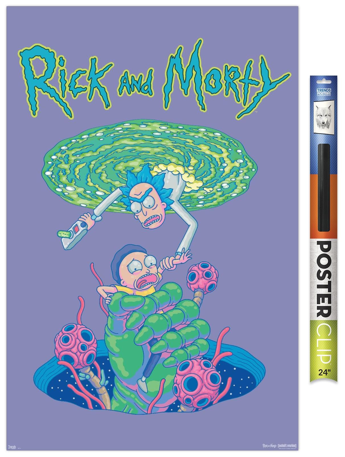 Trends International Rick And Morty - Portal Fall Wall Poster, 22.375" x 34", Poster & Clip Bundle