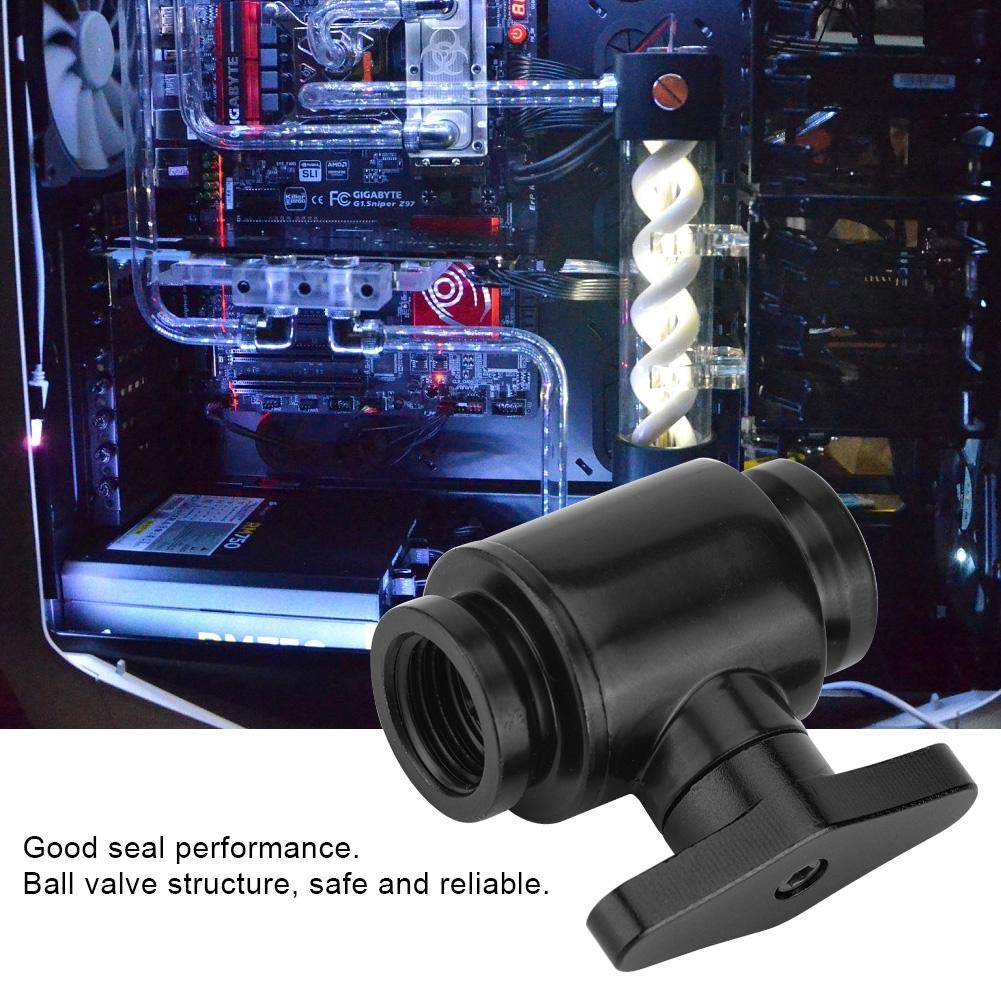 Valvola A Sfera Per Water Cooling PC | Filettatura G1/4 | In Ottone Nichelato | Maniglia Rossa