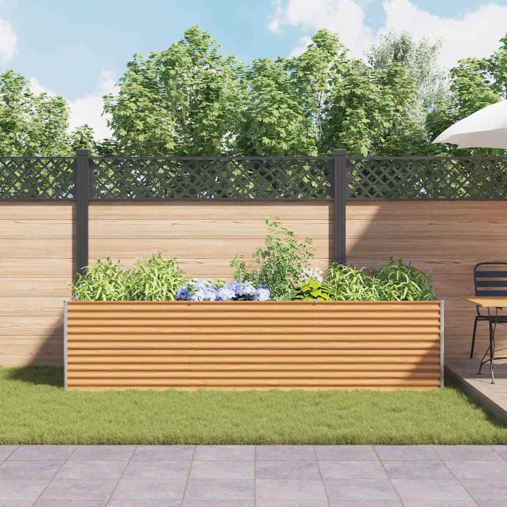 Bancal elevado de acero galvanizado para jardín y terraza, resistente a la intemperie, de acero galvanizado con borde plegable para un manejo seguro