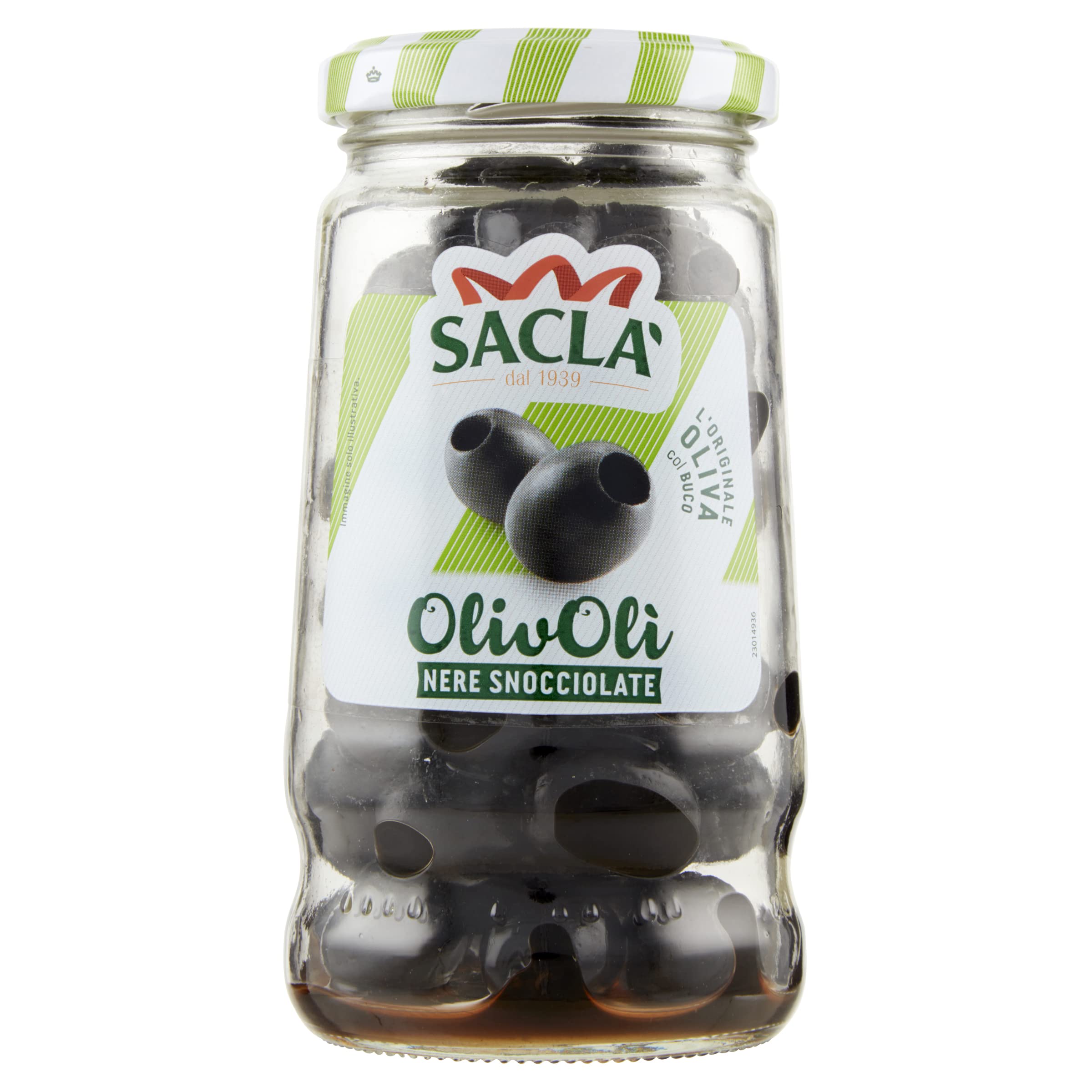Saclà, OlivOlì, Olive Nere Denocciolate, Ideali per Insalate e per Arricchire i Tuoi Piatti, Senza Liquido, Vaso Vetro, 135g, Confezione da 12 pezzi