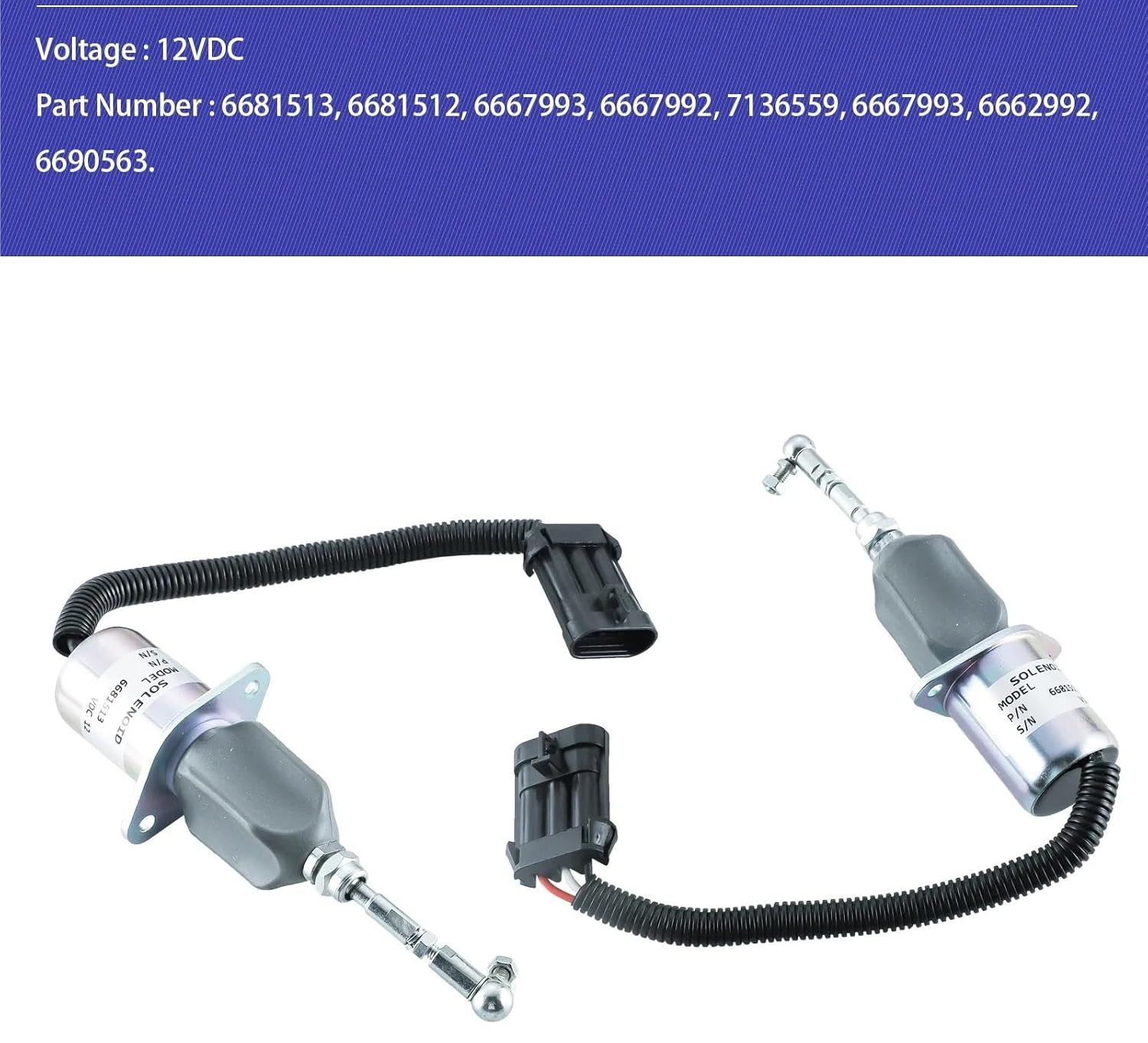 6681513 Fuel Shut Off Solenoid with Kit 6681512 6667992 6667993 for Skid Steer S185 Excavator 325 12VDC