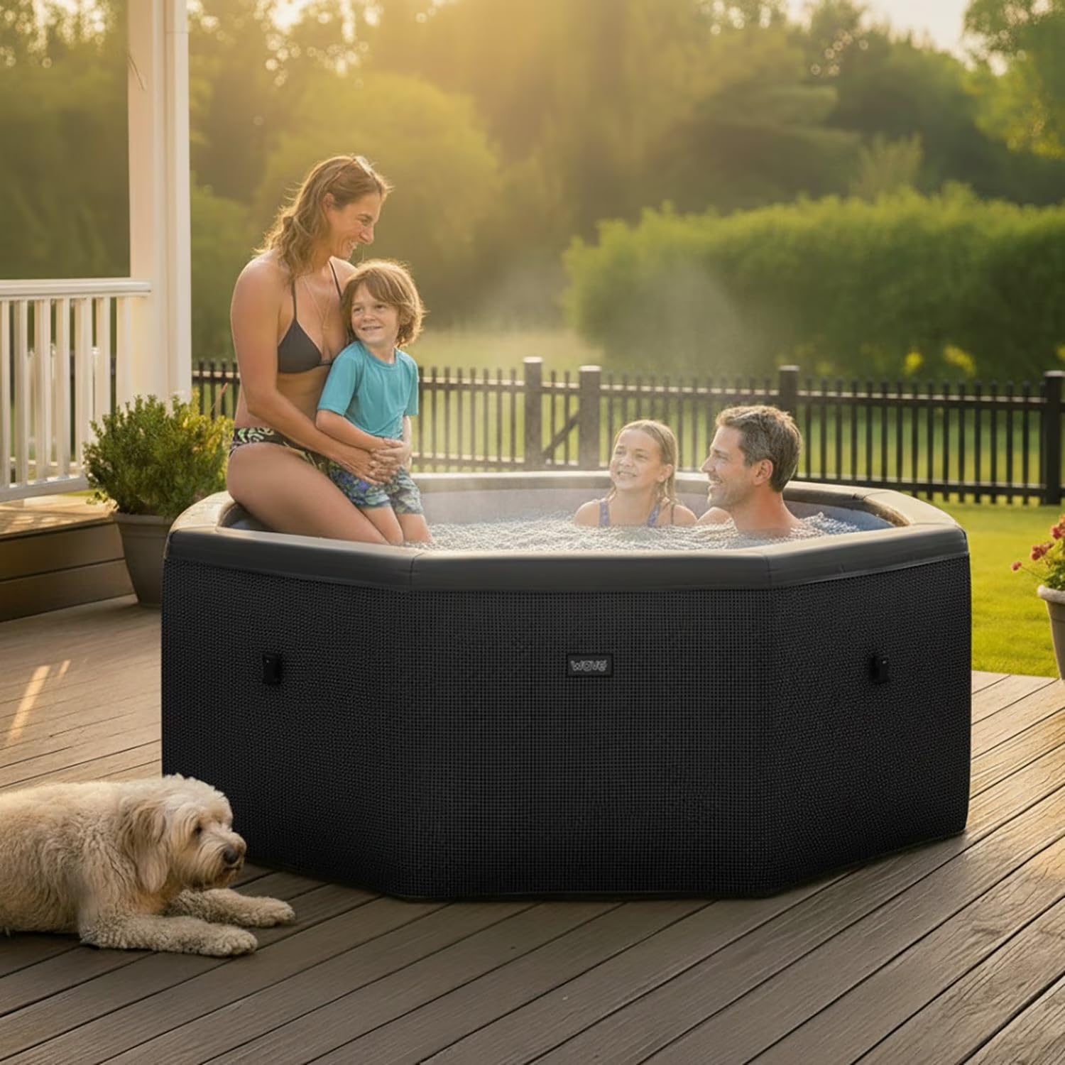 Wave Eco Foam SPA | SPA portátil al Aire Libre con Calentamiento rápido | Material de PVC Duradero | Fácil configuración (como, Guijarro Blanco | 6 Personas)