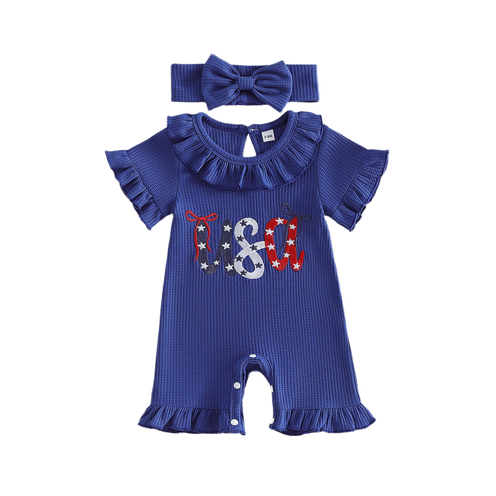 My First 4th Of July Baby Girl Outfit Newborn Usa Jumpsuit Ruffle Romper Cute Summer Baby Fourth Of July Clothes