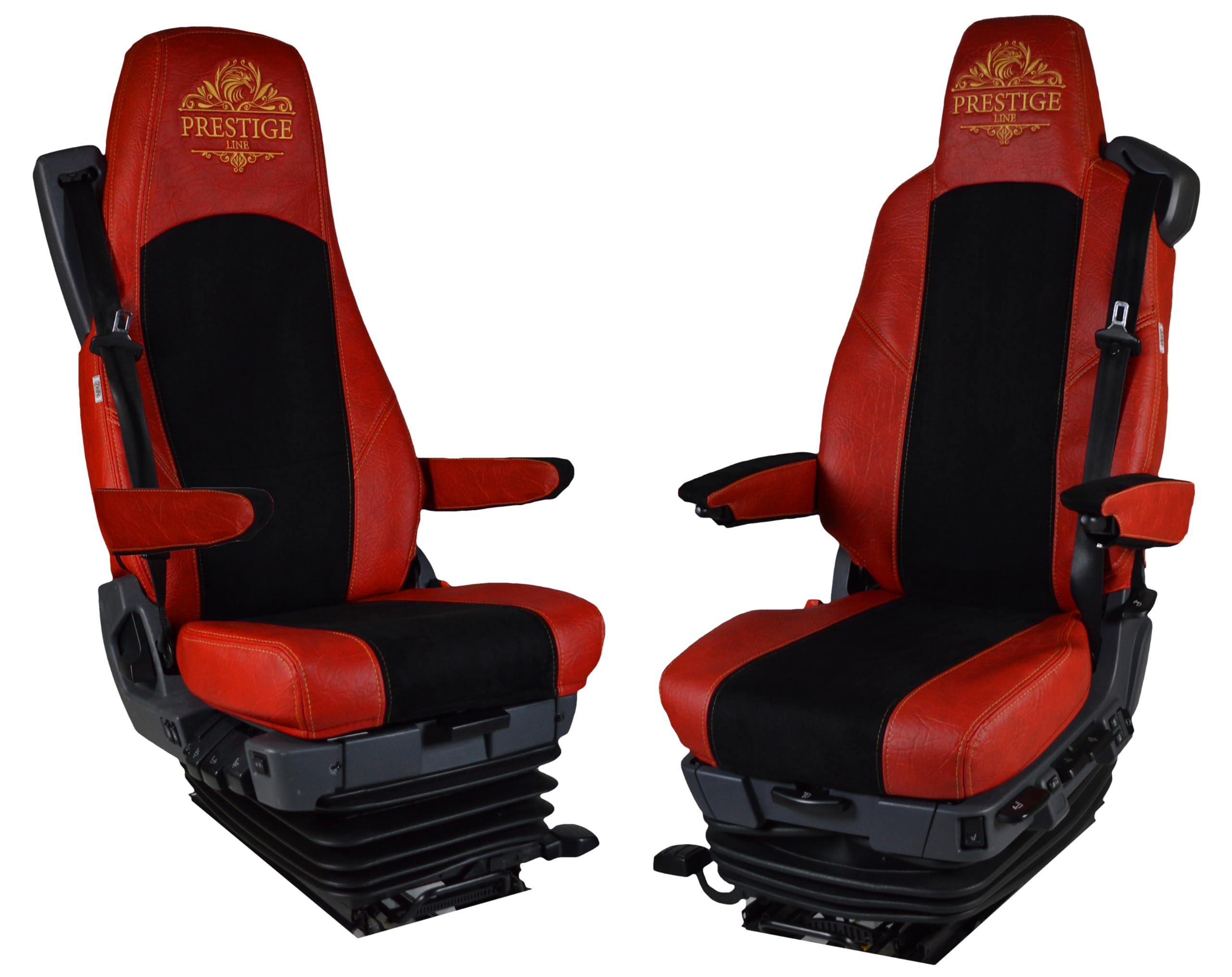 Housses Sièges Camion Prestige-Line – Série R/S (Config E) – Siège Conducteur & Passager Avec Ceintures – Cuir Éco & Velours