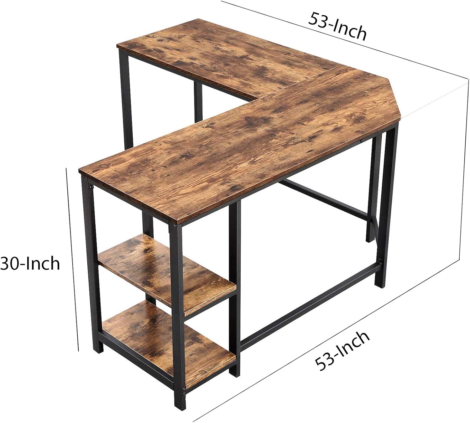 Diagram showing dimensions of the L-Shape Computer Desk