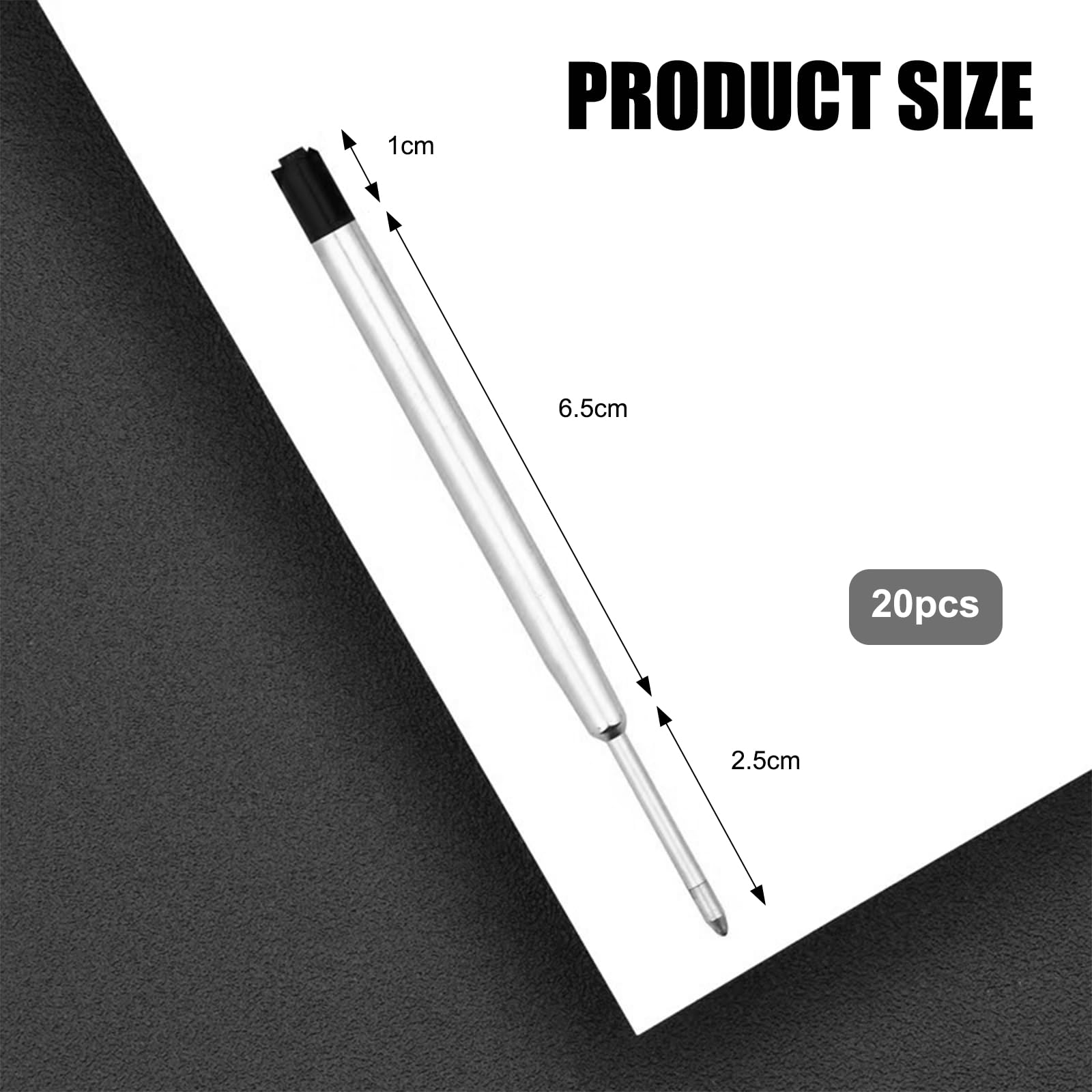 20 PCS Applies to Parker Pen Refills,Pen Refills Black Ballpoint,0.7mm Applies to Parker Rollerball Refill,Biro Refills,Suitable for Most Ballpoint Pens (Black) - Image 3