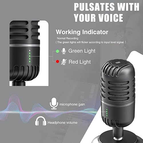 Miniatura 6 de Moman Micrófono USB, condensador de escritorio EMP micrófonos de PC para vapor, podcast, grabación de micrófono, juegos, zoom, reunión, YouTube,