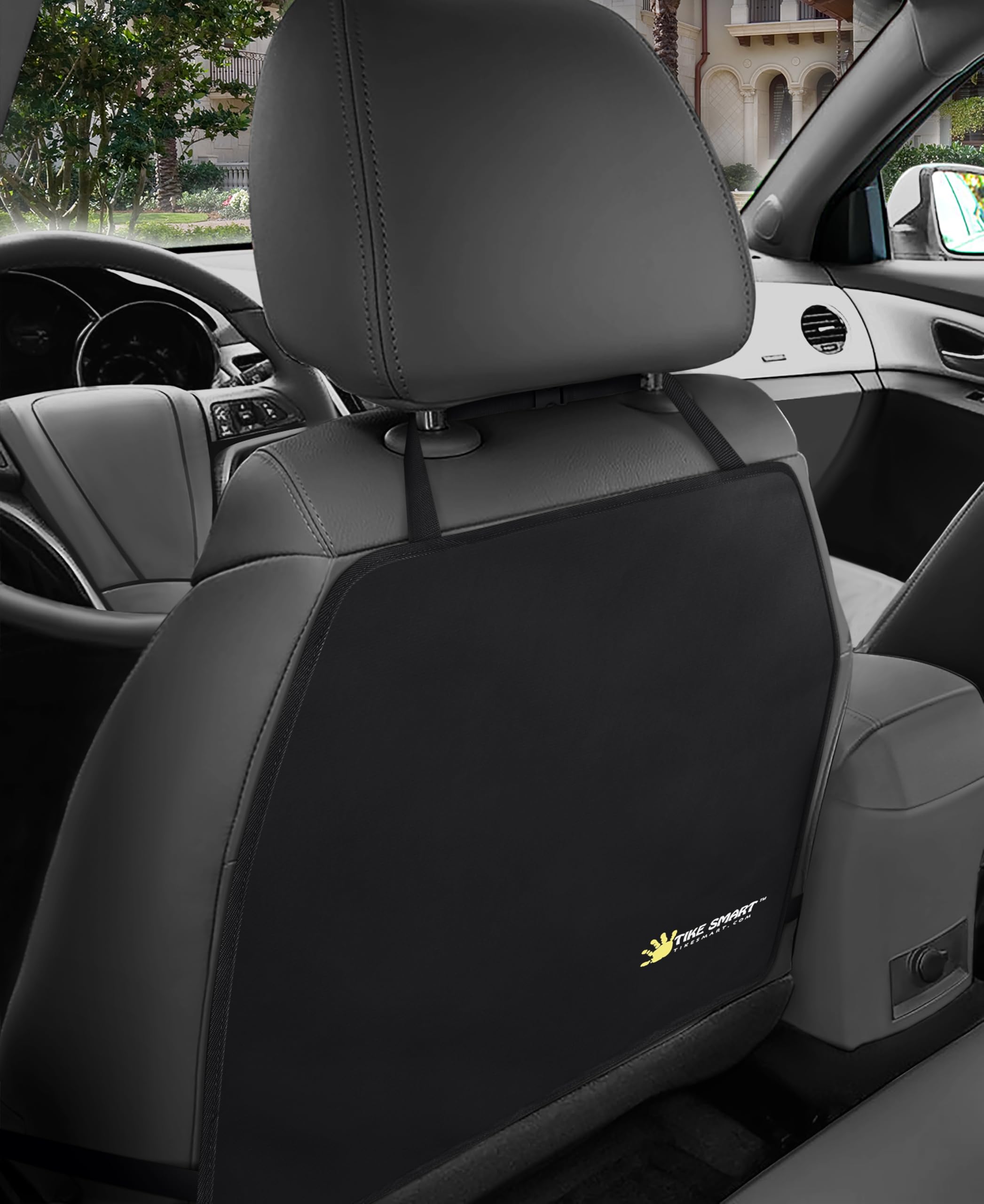 TIKE SMART Luxury Clean-Edge Kick Mat - Tapered Design Seat Back Protector and Seat Cover with Invisible Strap and Stiff Edging (1 Mat)