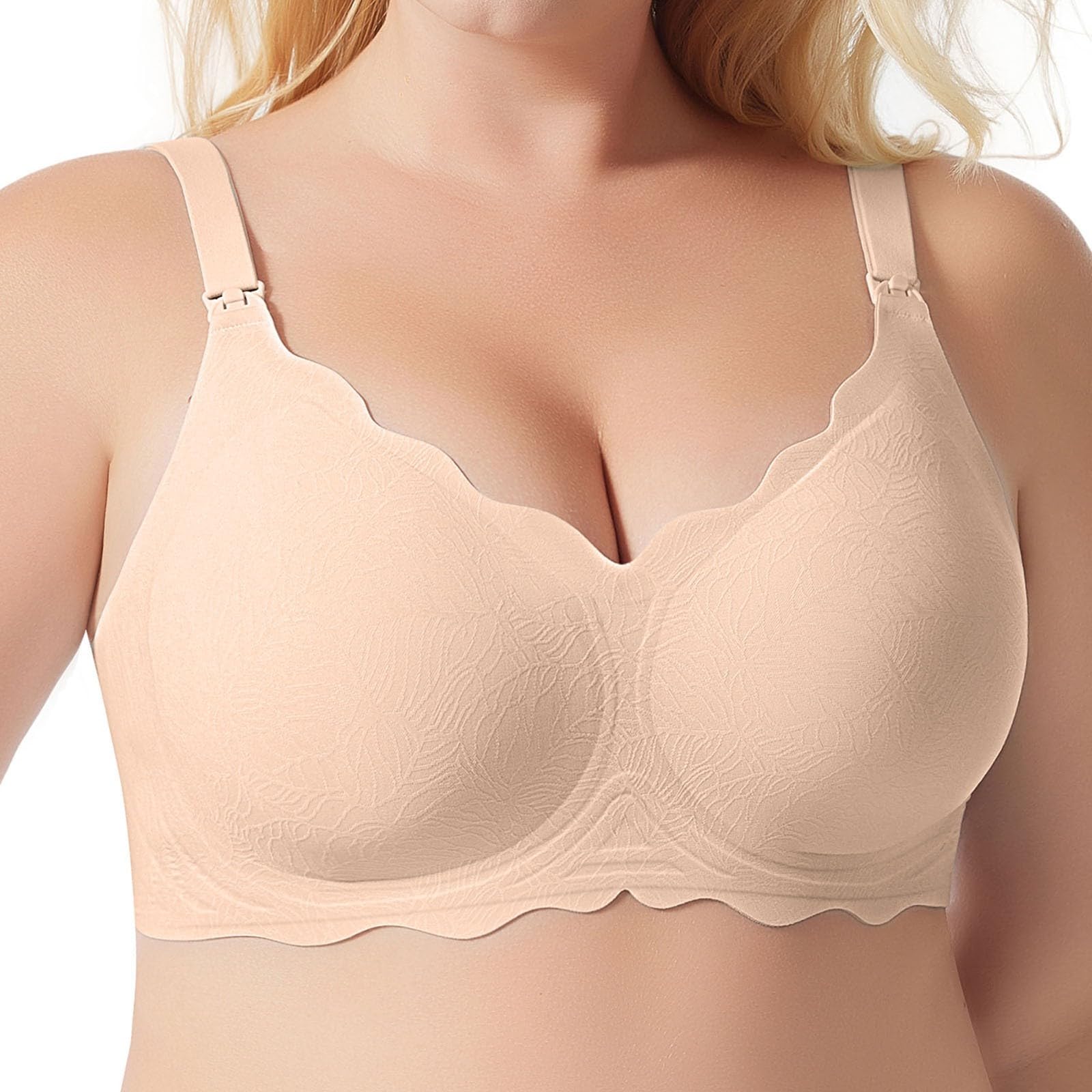 Tracolla Leggera E Sottile Regolabile for Donna Reggiseno Allattamento Premaman Cadente, Beige, M