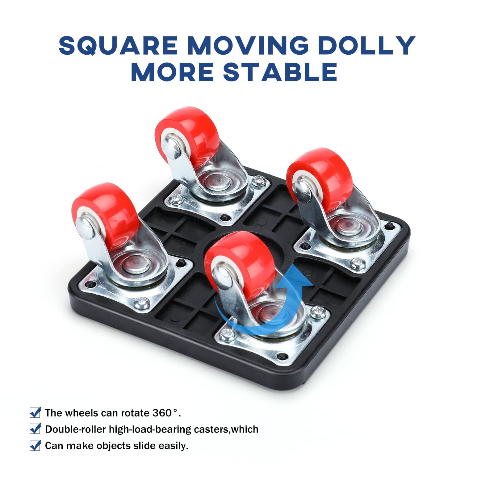 Majade 4 Pack Furniture Dolly for Moving, Mover Dolly with 4 Wheels & Furniture Lifter, 800Lbs Load Capacity, 360Â° Rotation Wheels Furniture Dolly, for Moving Heavy Furniture,M-Size