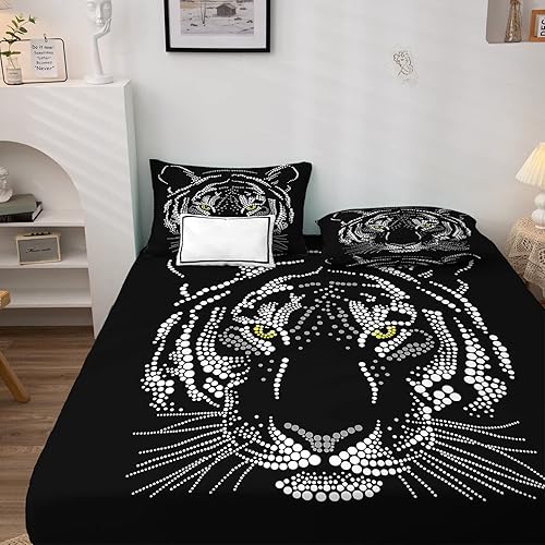 Miniatura 3 de Tiger Sheets King - Sábanas de microfibra suave y bolsillo profundo, sábanas y fundas de almohada estampadas sin arrugas, 4 piezas (1 sábana bajera,