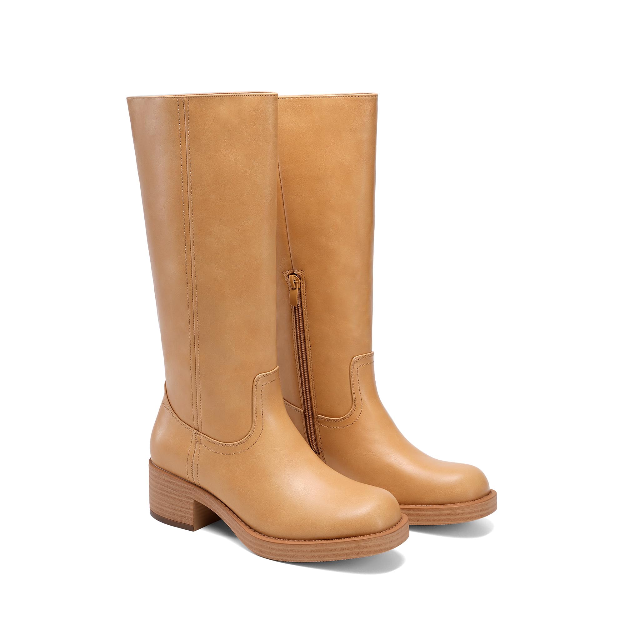 DREAM PAIRS Stivali Alti al Ginocchio da Equitazione con Plateau, Tacco Grosso e Blocco, Cerniera Laterale, Comodi Stivali da Campus da Donna