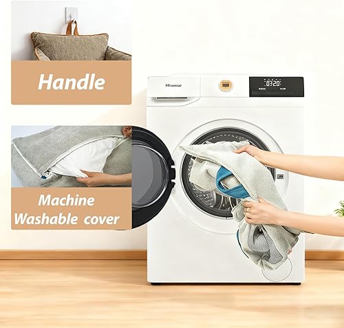 Miniatura 6 de Cama para perros pequeños, cama lavable para mascotas con funda extraíble, con laterales, asa de transporte y bolsillos laterales. Sofá ortopédico