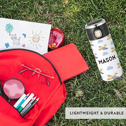 Miniatura 4 de Andaz Press Vaso personalizado para niños, botella de agua de acero inoxidable con tapa abatible a prueba de fugas, vaso de 10 onzas sin BPA para