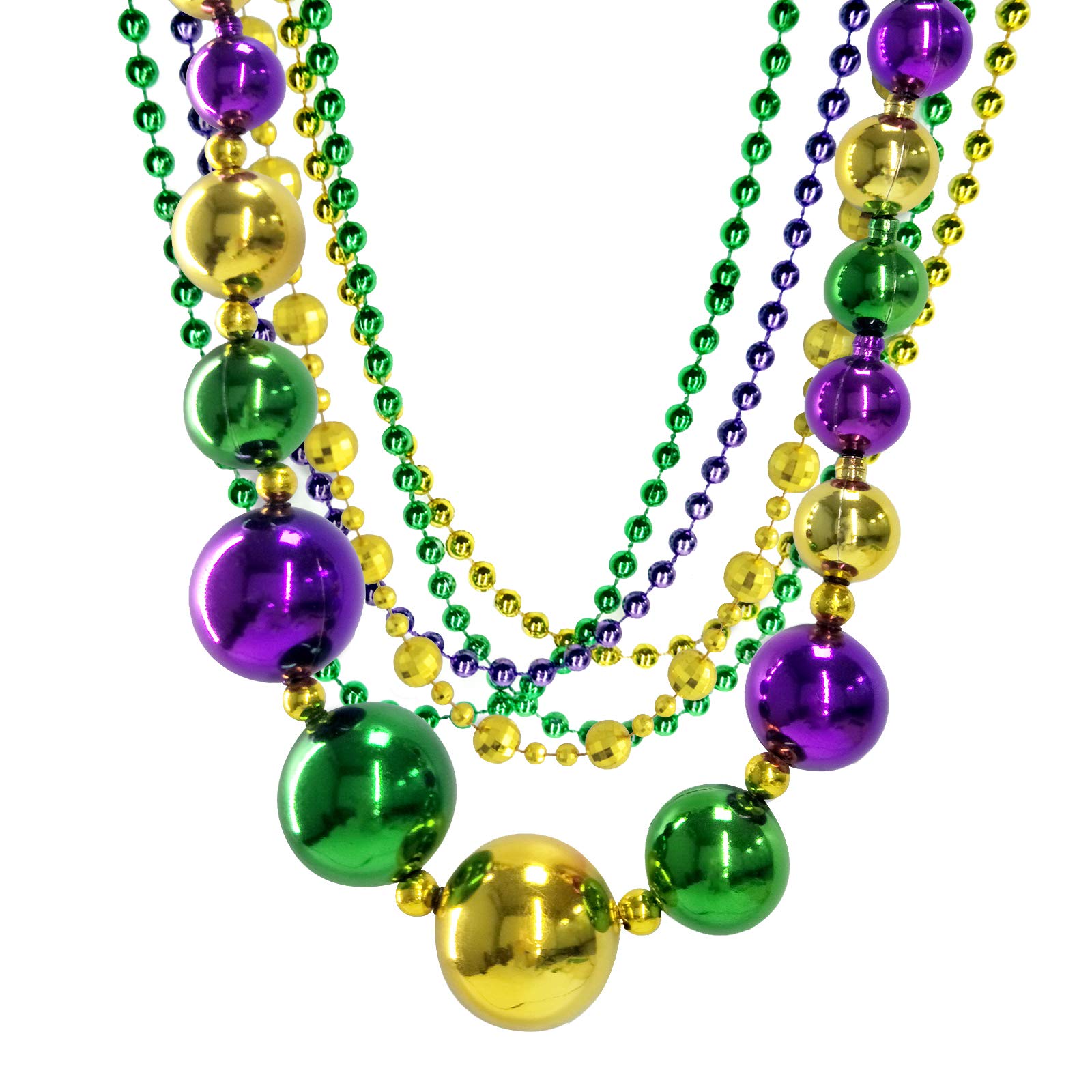 SouilGoal Mardi Gras Bead Necklaces Round Multi Colors Costume Necklace for Events and Party Favor Novelty,Carnival Party Supplies