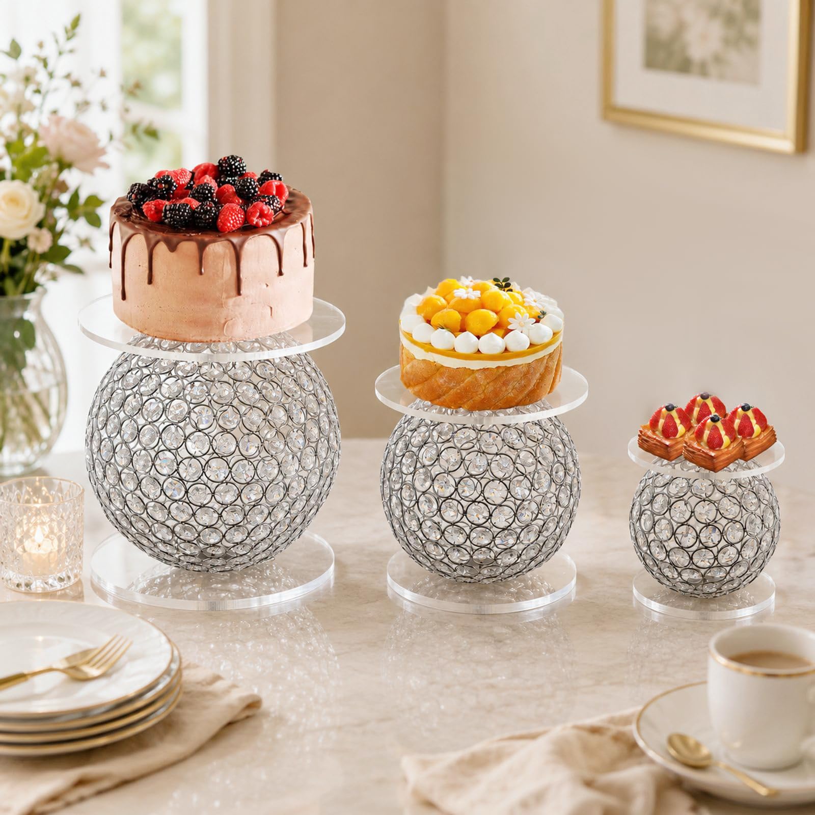 5 soportes acrílicos para tartas de boda, para banquetes