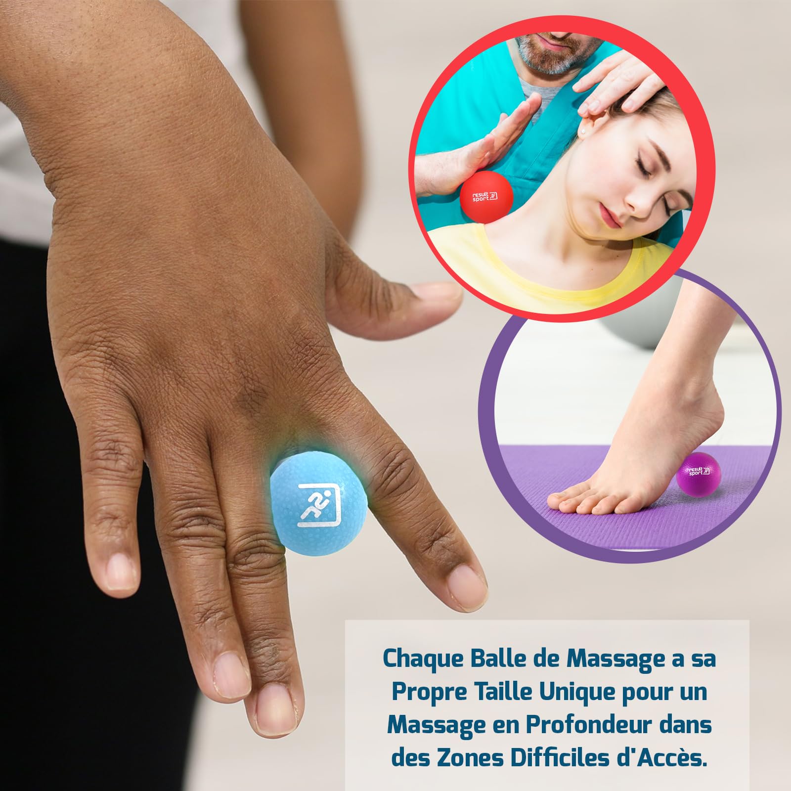 WOVTE Palla da lacrosse da massaggio per muscoli doloranti, spalle, collo, schiena, piedi, corpo, tessuti profondi, punti di innesco, nodi muscolari, yoga e rilascio miofasciale (blu