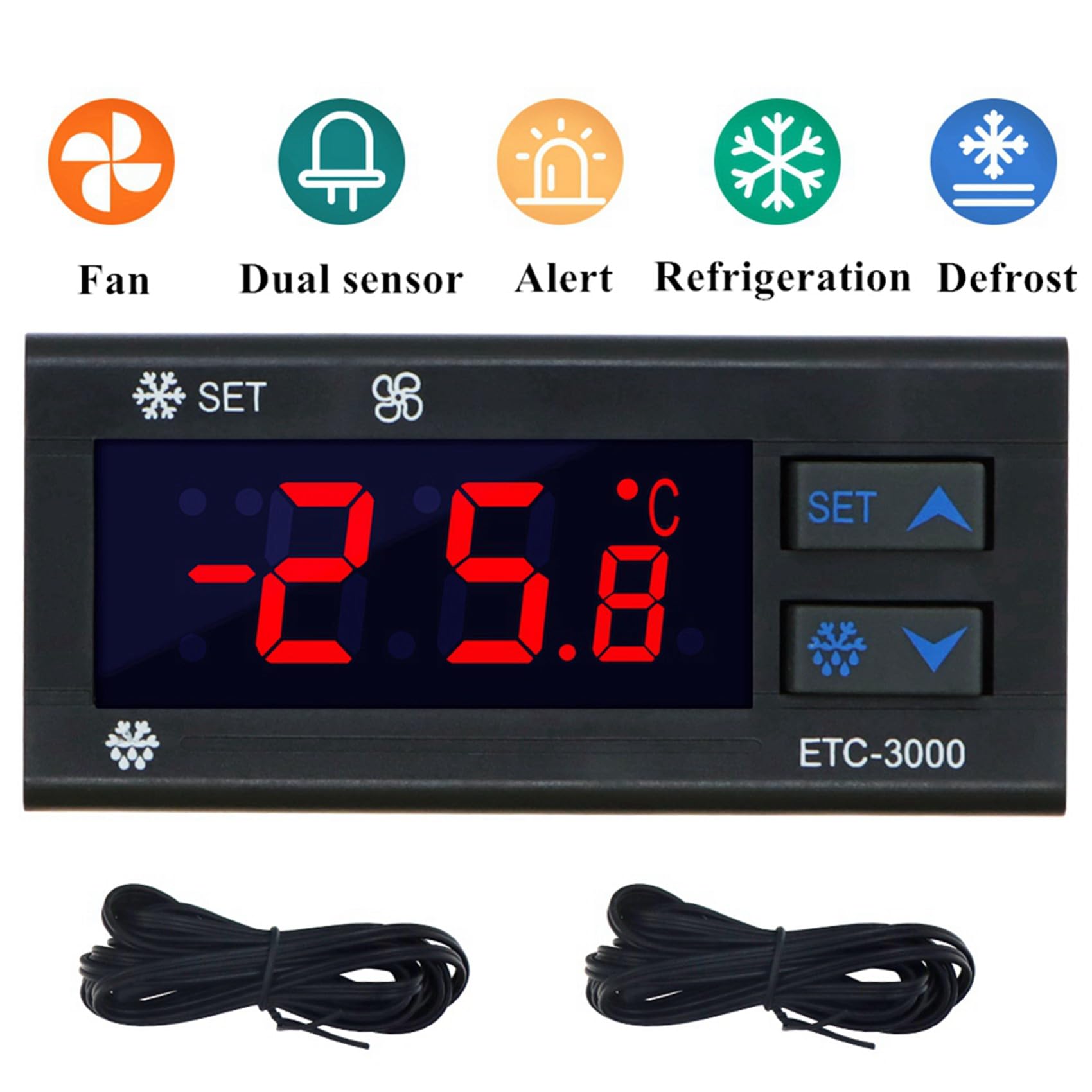 4X Mini Refrigerador con Controlador de Temperatura ETC-3000 Termostato Regulador Termorregulador Dual Sensor 220V 40% de Descuento