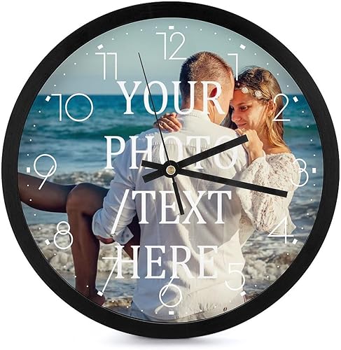 Reloj de pared personalizado, reloj de pared personalizado con fotoimagen, texto, reloj sin tictac, silencioso, reloj de pared digital Reloj de pared personalizado, reloj de pared personalizado con fotoimagen, texto, reloj sin tictac, silencioso, reloj de pared digital
