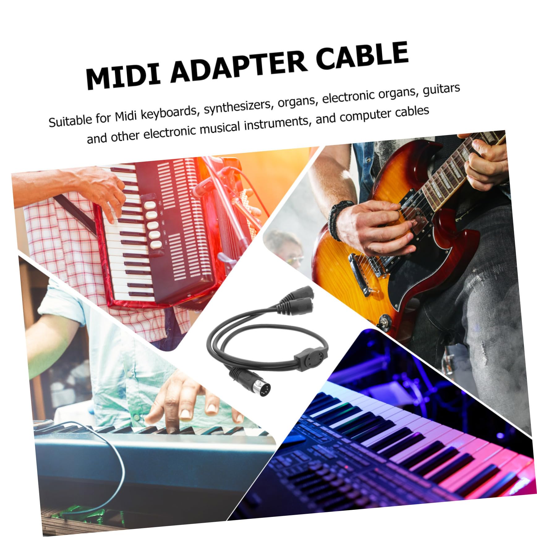 BESTonZON 3 Pz Linea audio -due cavo midi in grado di microfono y prolunga elettrica cavo per pianoforte elettrico cavo per tastiera midi divisore buco femminile distributore adattatore