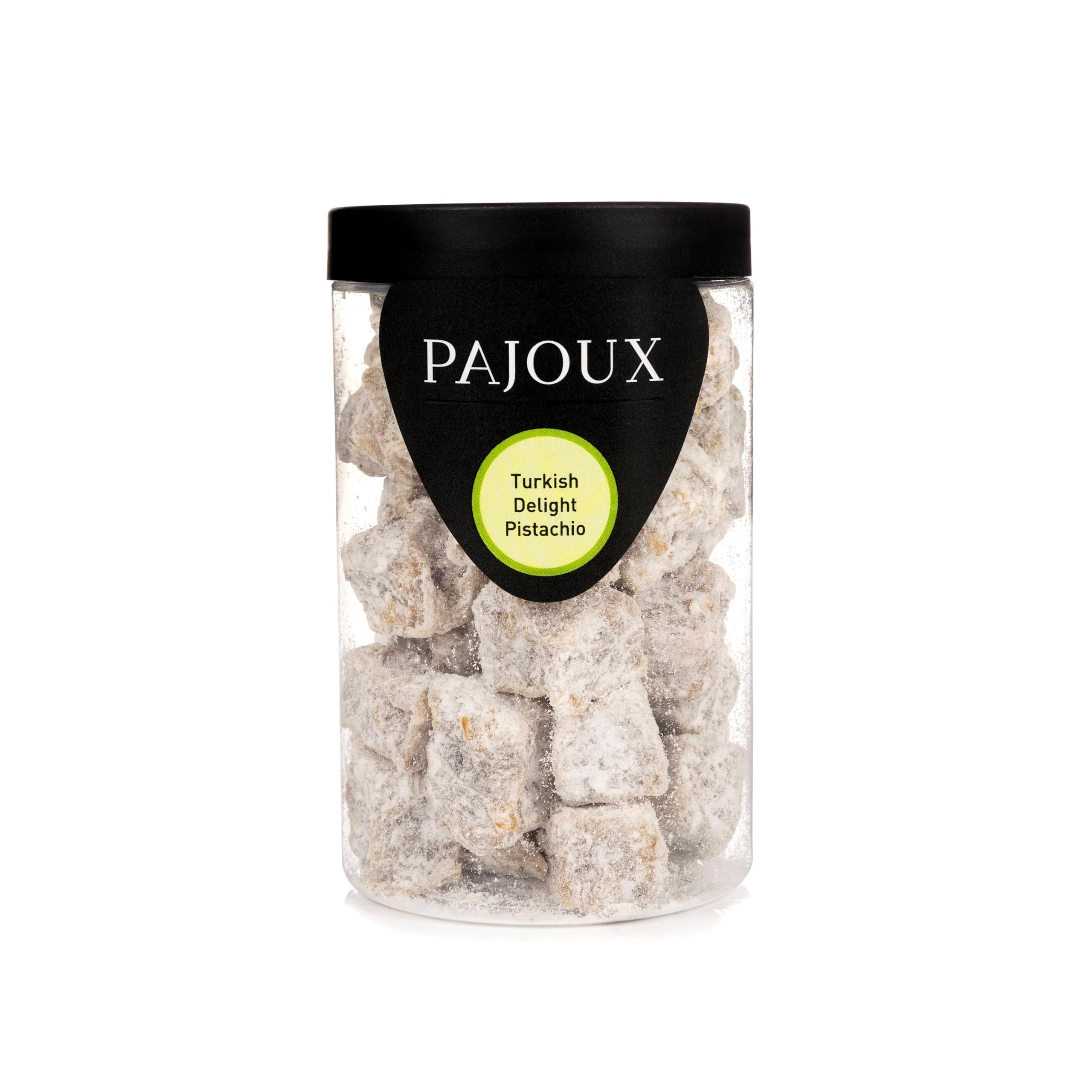 Pajoux Turkish Delight Pistachio (Large) 295g | Lokum, Traditional Lokum Dessert, Handmade, Vegan & Vegetarian Friendly, Turkish Delight in a Gift Jar