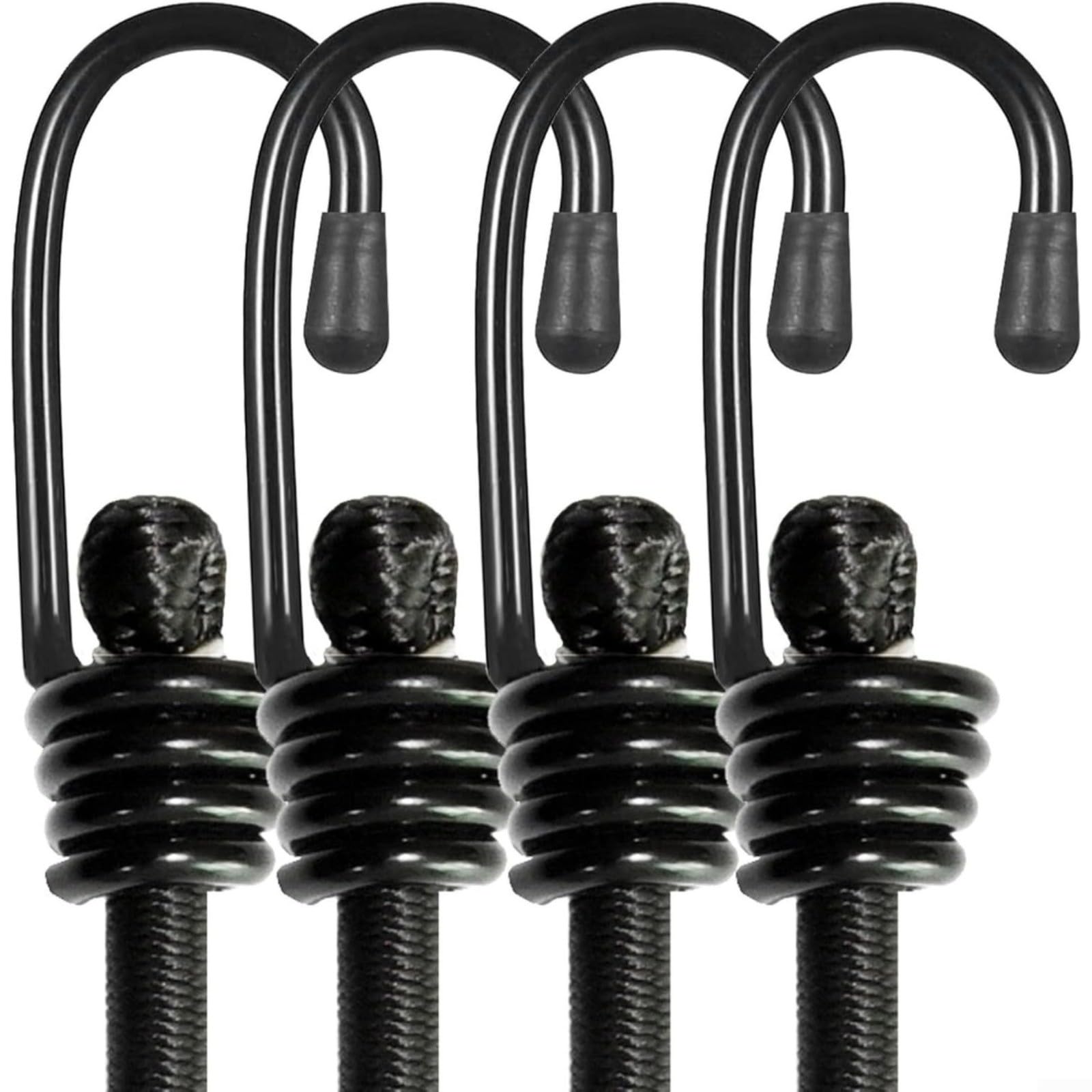 Cavi elastici resistenti con ganci, 35 kg, resistenza alla trazione, nucleo in lattice di polipropilene, nero, per fissare il carico su moto, biciclette e campeggio (120 cm x 10 pezzi)