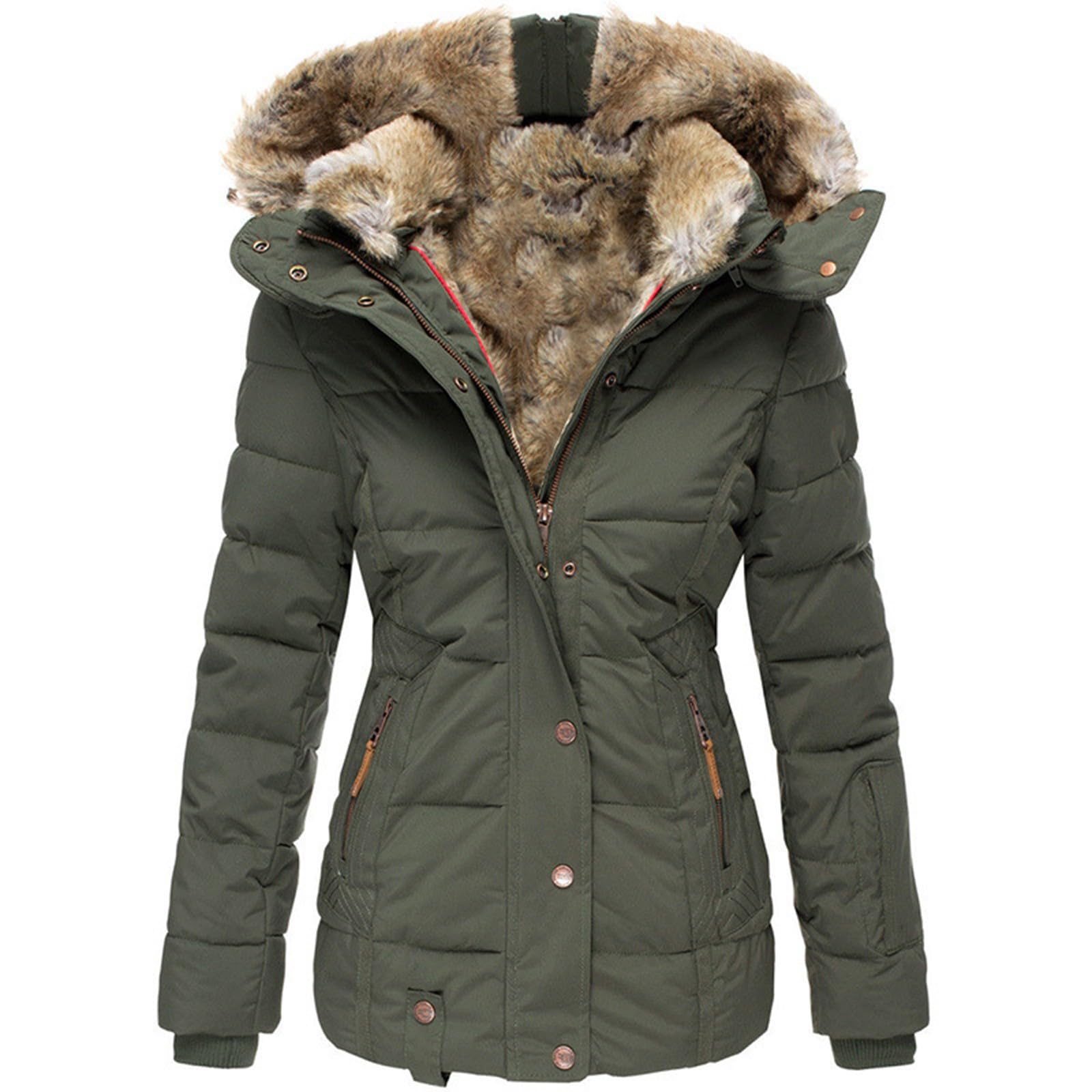 Damen Winterjacke (XS-6XL) Steppjacke hochstehender gefütterter Kragen geringes Eigengewicht Jacke Abnehmbare Ärmel Damen Strickjacke Mit Kapuze Damen Kurz 3 In 1 Jacke Damen