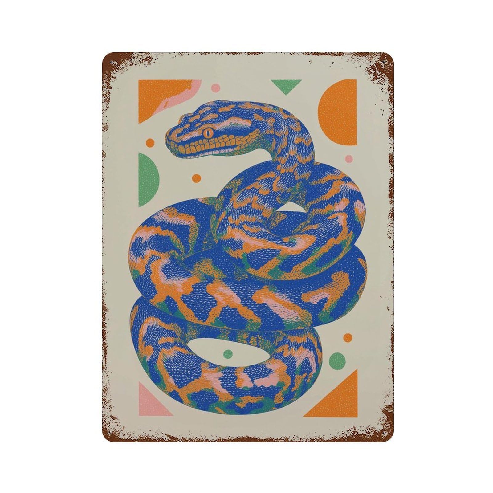 xiaoxiaoshen Snake Modern Animal Bold Abstract Work Colorful Reptile Design Contemporary Livi Wall Decor Art Metal Tin Poster Modern Home Decor Art Home Bar Shop Decorations Vintage Sign 40x30cm