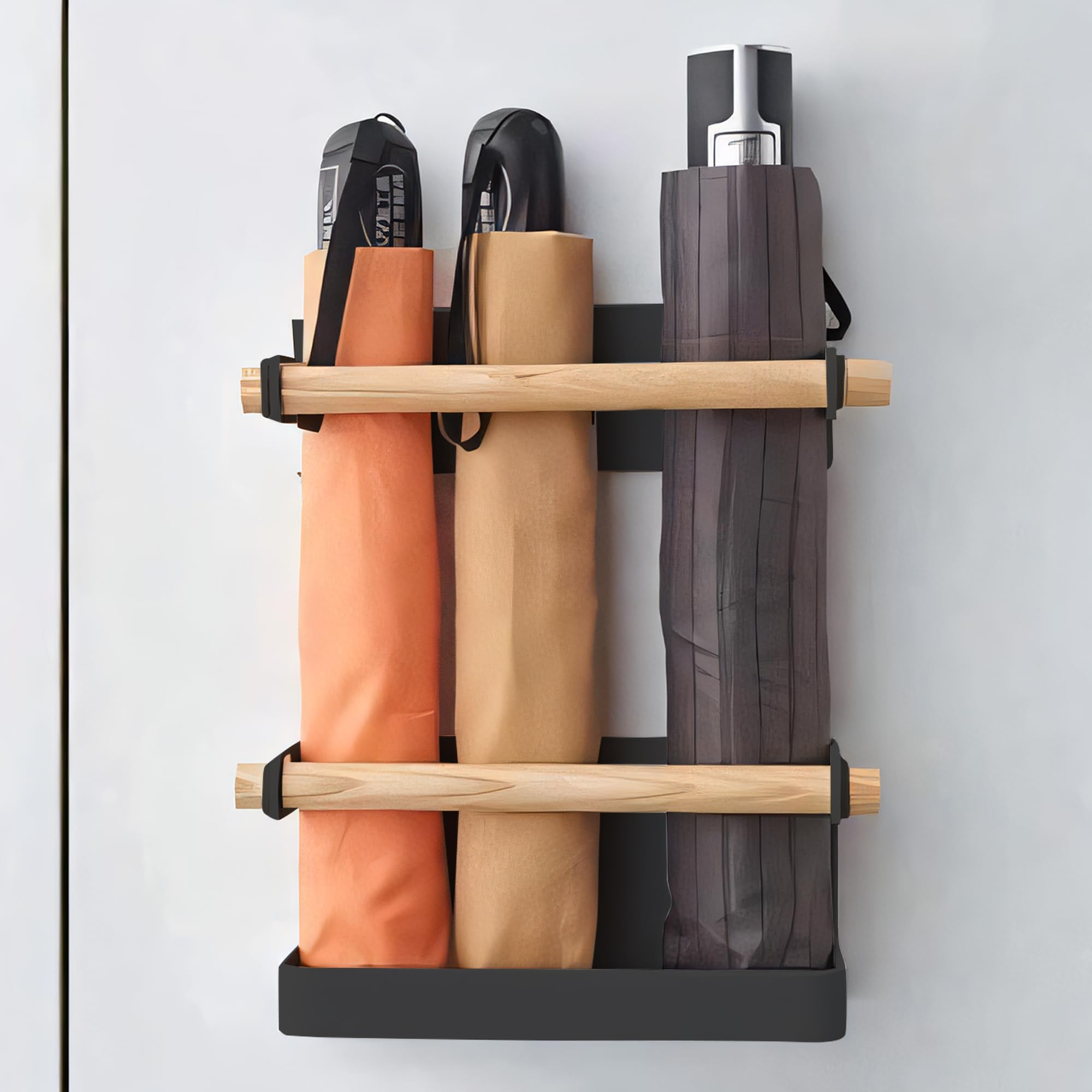 UMAI Wooden Umbrella Stand (9cm) | Wall Mounted Storage Organizer | Rack for Home | Holder
