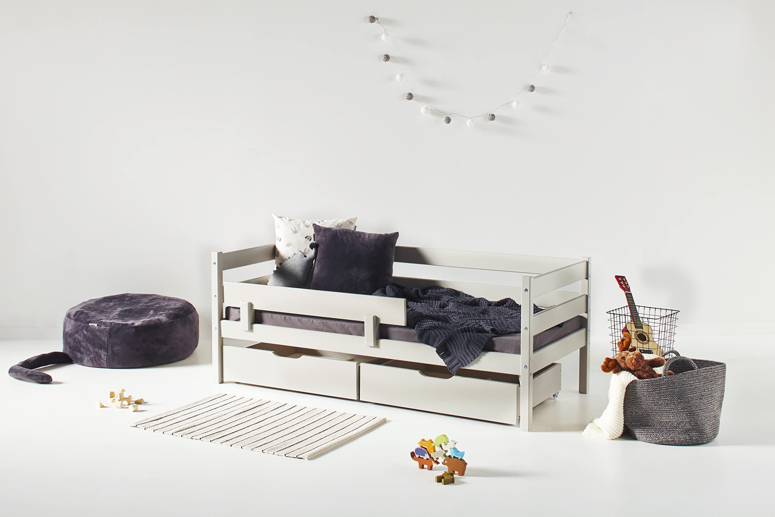 Letto A Soppalco ECO Comfort 90x190 - In Pino Massiccio, Bianco, Con Doghe - Foto 7