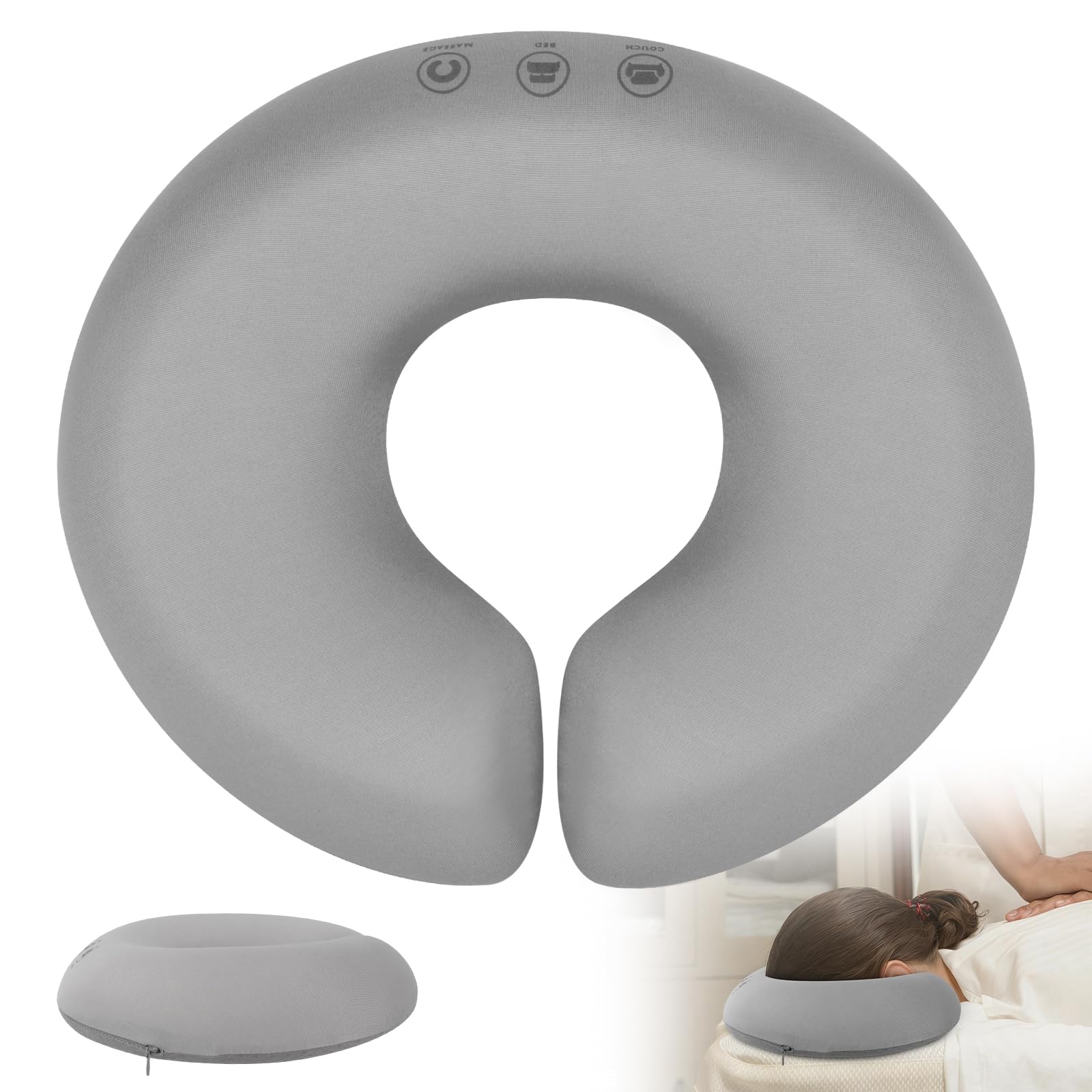 Foreverup Almohada De Masaje Boca Abajo, Reposacabezas De Cama De Masaje, Almohada De Masaje Facial, Reposacabezas De Masaje para Cama, U-Forma Cómodo Cojín Boca Abajo Almohada Facial