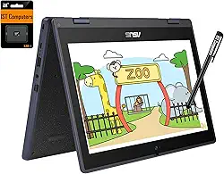 ASUS Chromebook Flip CR11 2 em 1 (tela sensível ao toque de 11,6 polegadas, Intel N100, 4 GB de RAM, 160 GB de armazenamento), resistente e resistente à água, notebook conversível para estudantes e