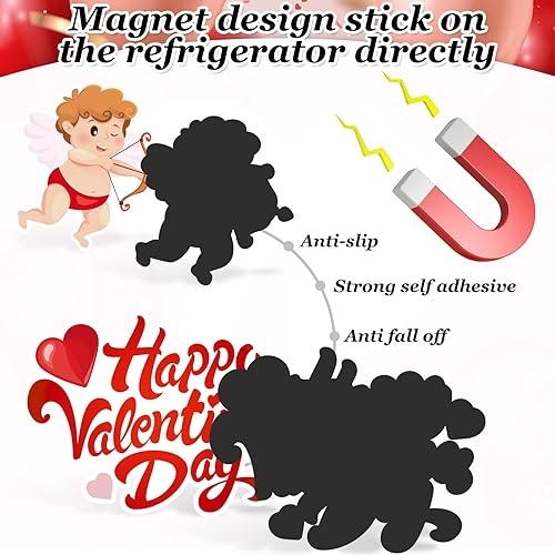 Miniatura 3 de Whaline 13 piezas de imanes para refrigerador para el día de San Valentín, lindo corazón, gnomo, cupido, rosa, calcomanías magnéticas para el día de