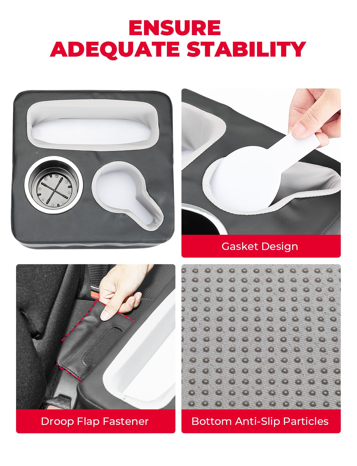 KEMIMOTO Soporte para tazas de coche, soporte para asiento trasero para coche, soporte para tazas de sofá, organizador de asiento trasero de coche, bandeja de sofá, bandeja de cama, bandeja de barco,